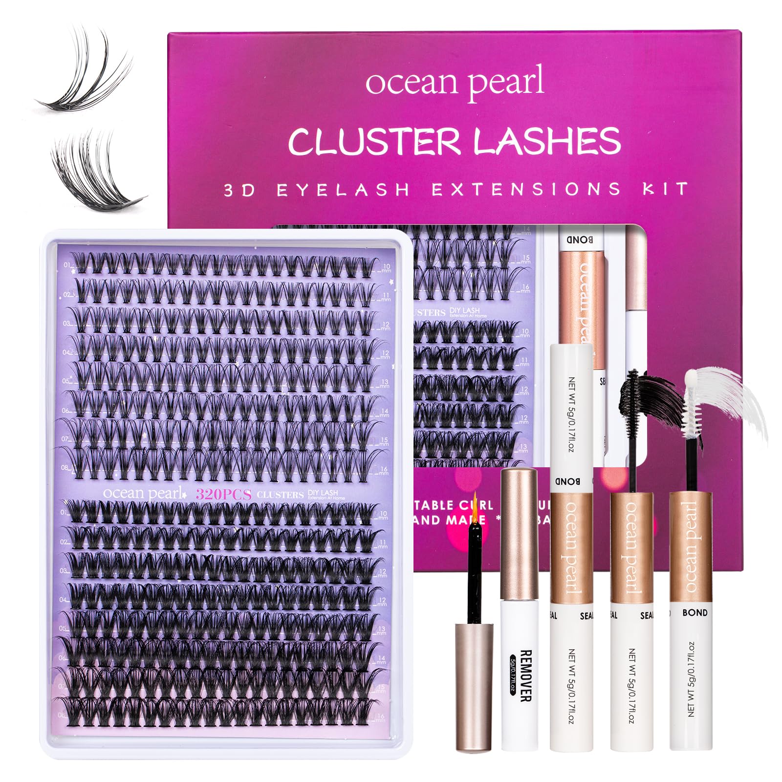 Le kit Ocean Pearl extension de cils, 320 pièces, rendu naturel et dense à domicile.