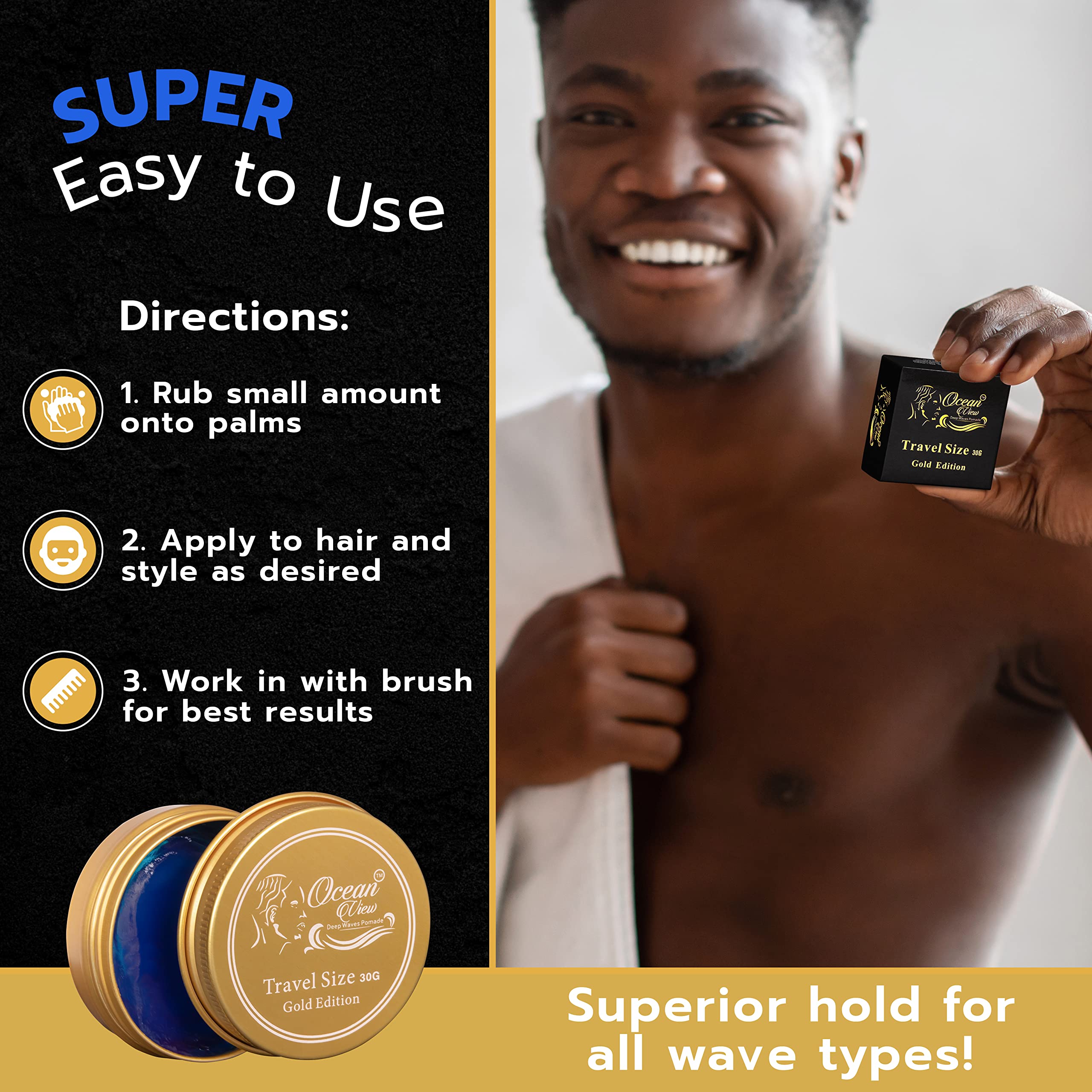Ocean View Deep Waves Pomade — démonstration d'application mains facile et agréable.