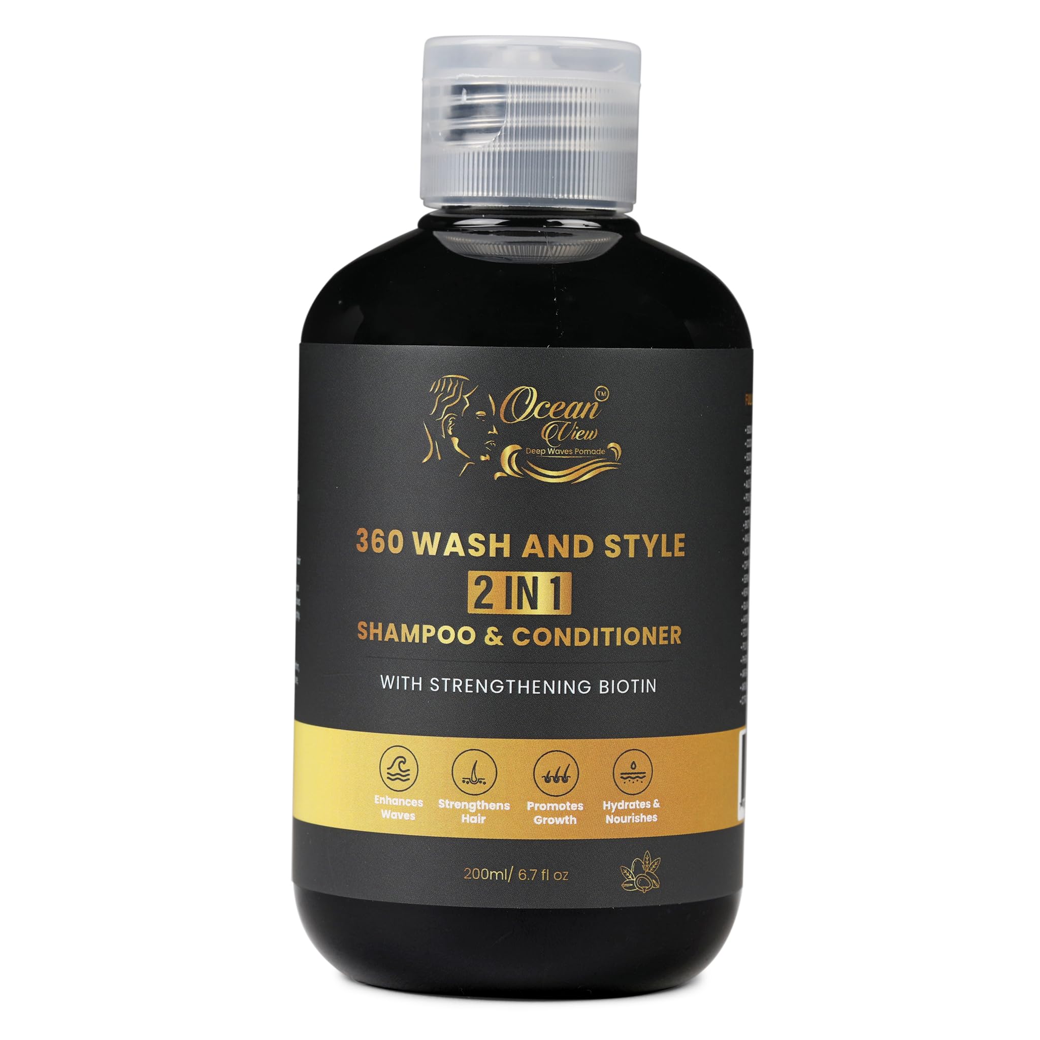 Ocean View Deep Waves Pomade: bouteille recto montrant le produit et l'étiquette
