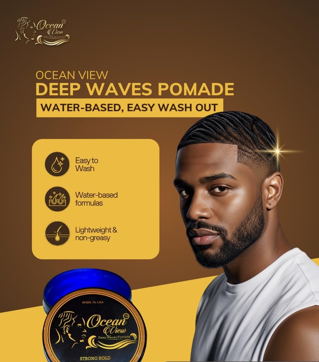 Ocean View Deep Waves Pomade, texture sur cheveux: définition des ondulations.