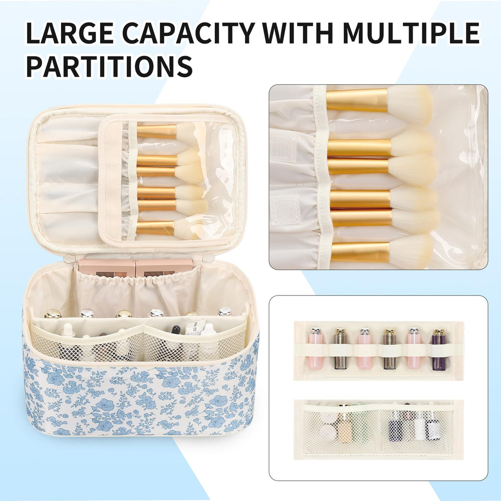 OCHEAL pochette maquillage avec diviseurs, organise les pinceaux lors des déplacements.