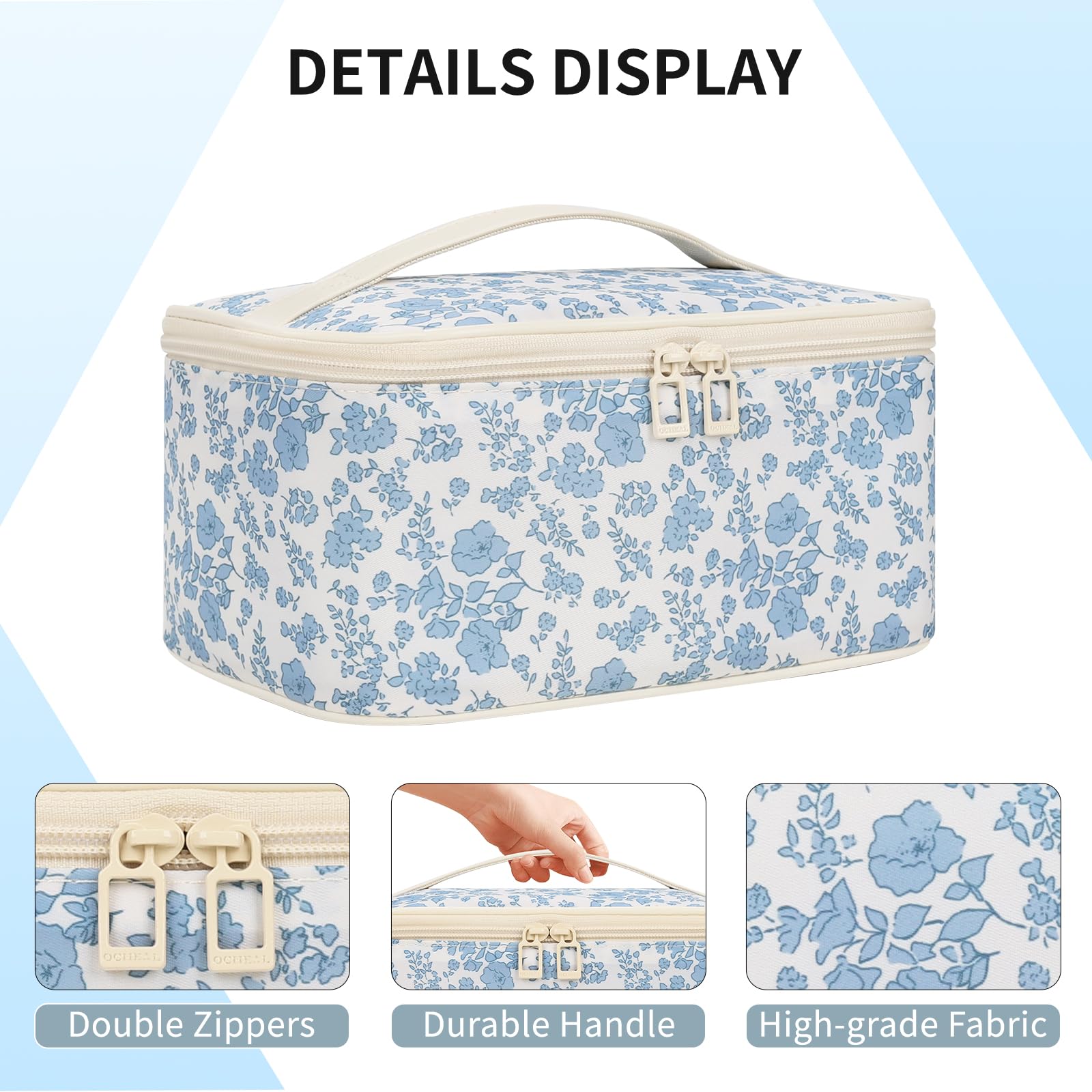 OCHEAL pochette fleurs, fermeture à double sens pour accès rapide.