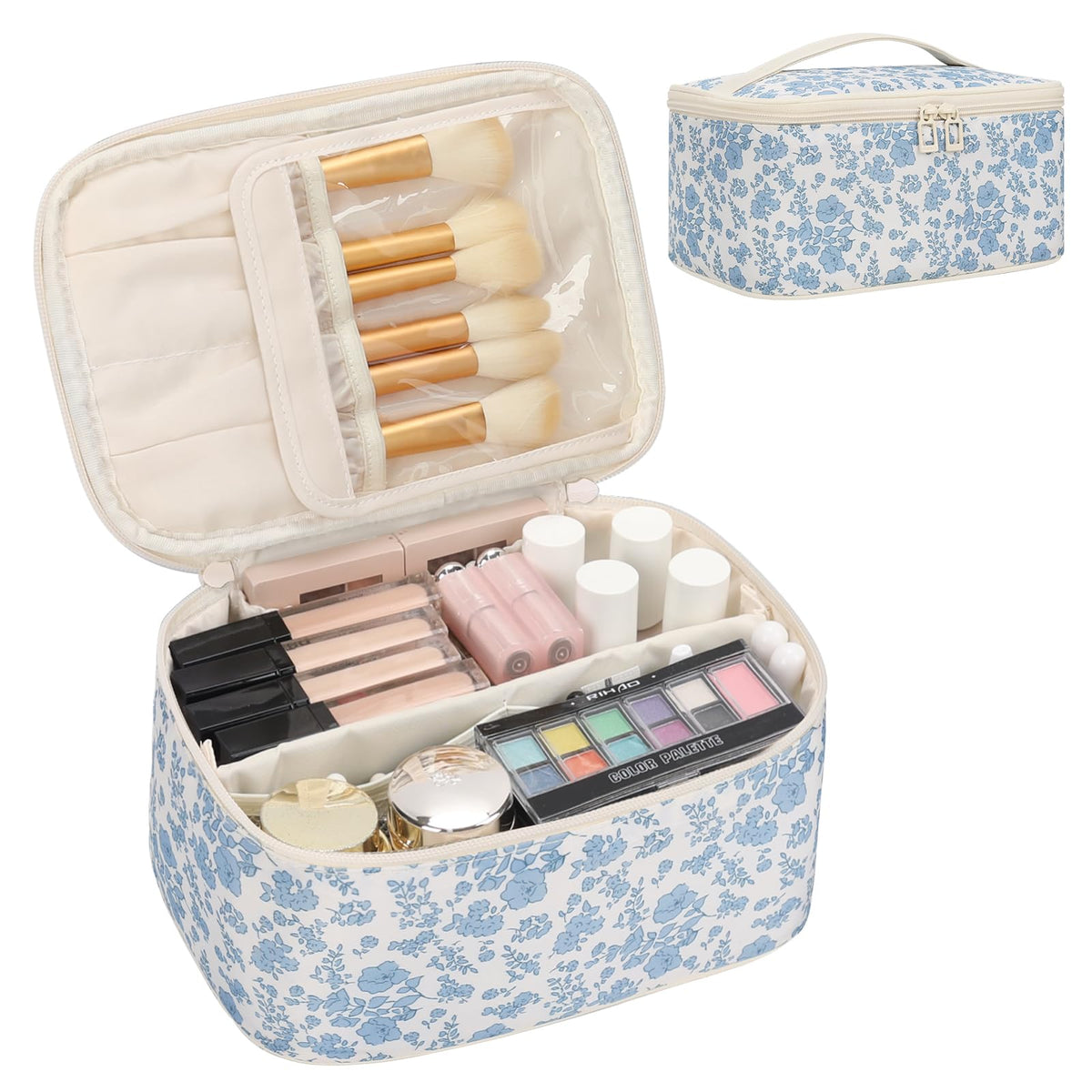 OCHEAL pochette maquillage portable avec poignée, pratique en voyage.