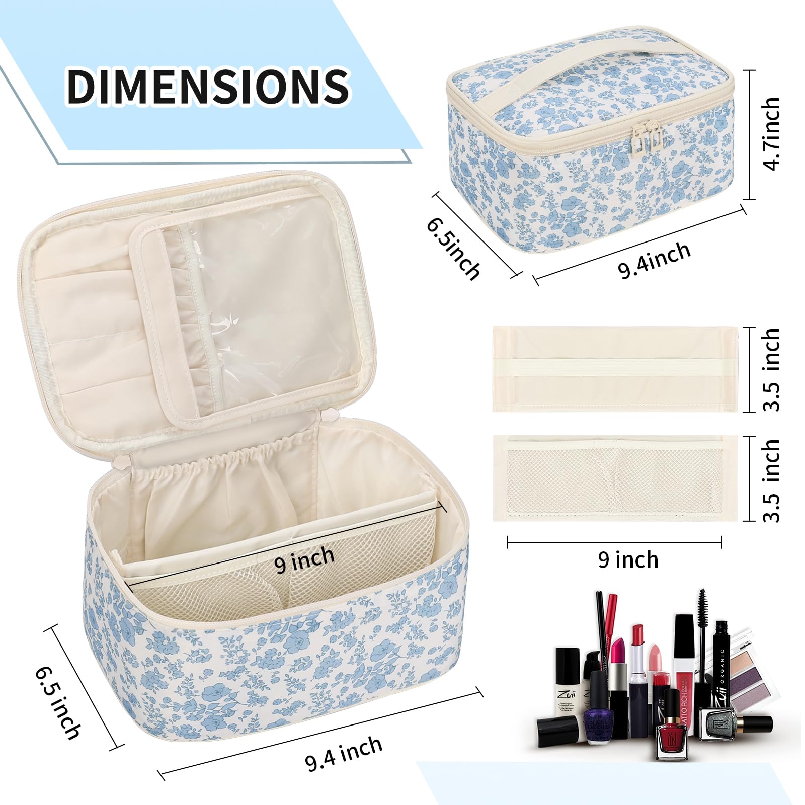 OCHEAL fleurs, diviseurs velcro ajustables organisent les cosmétiques.