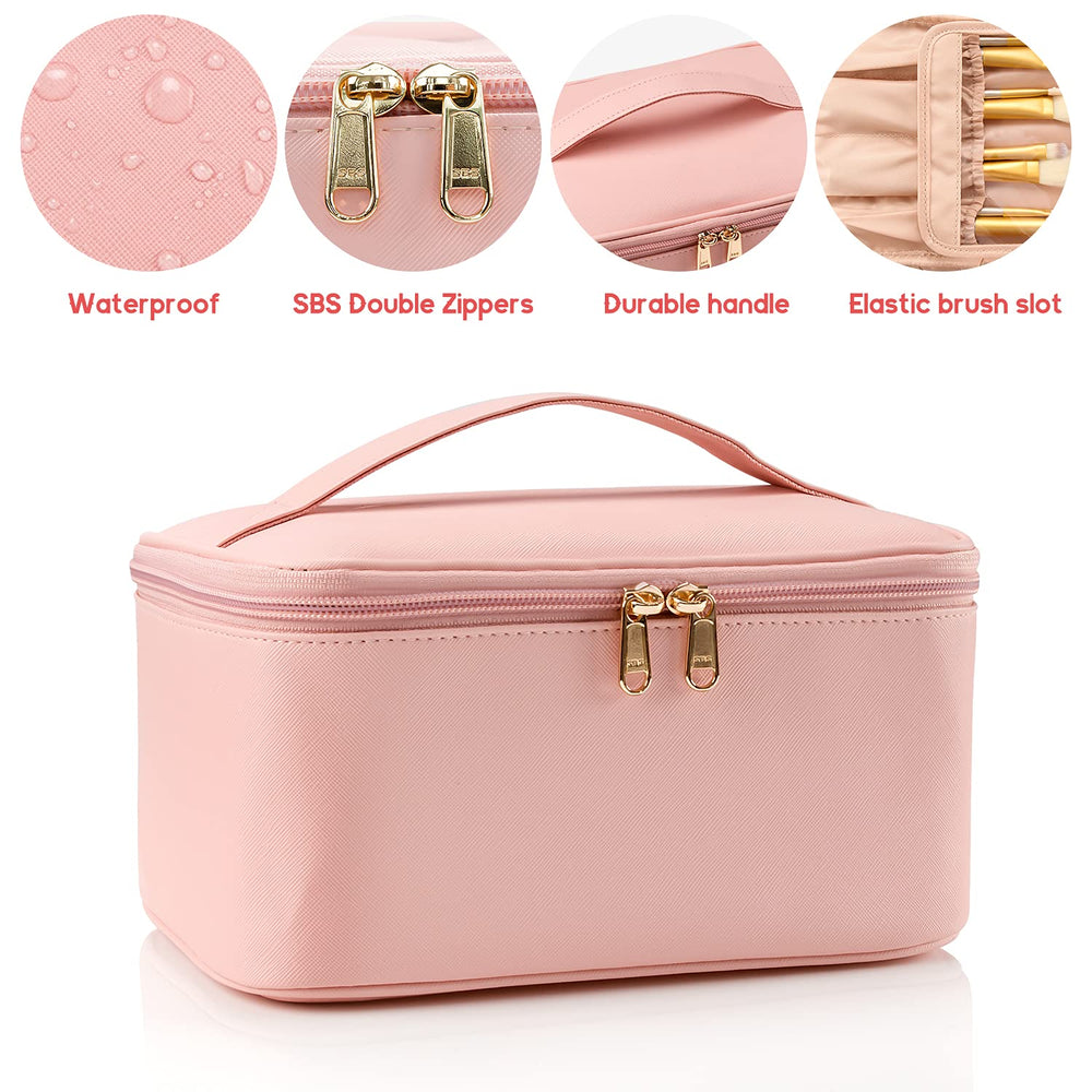 OCHEAL pochette maquillage rose – emplacement pinceaux dédié pour les protéger
