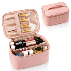OCHEAL pochette maquillage rose – ouverture révélant l'espace pinceaux et rangement pratique