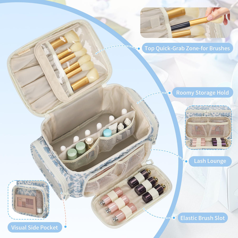 OCHEAL sac maquillage compartiments internes agrandis pour articles volumineux