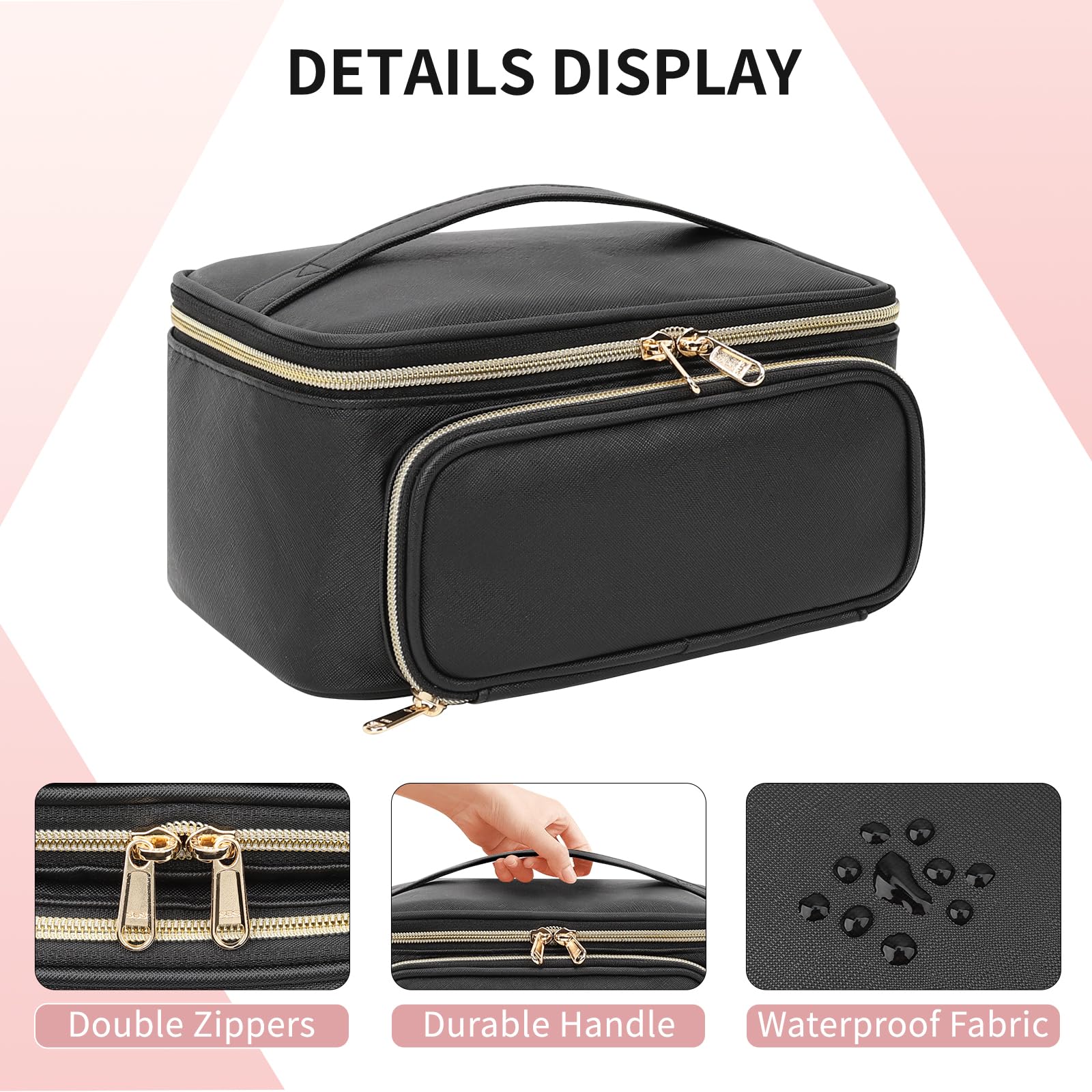OCHEAL sac-maquillage poches-frontales, rangements additionnels pour petits outils et accessoires.
