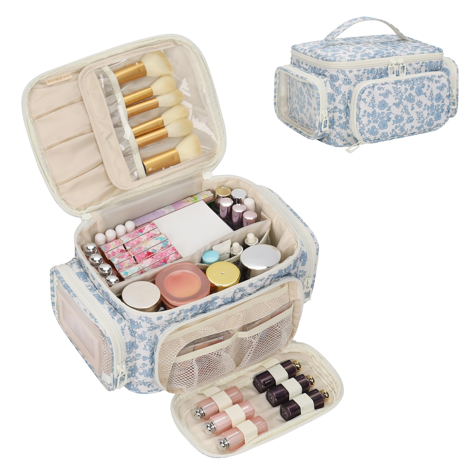 OCHEAL sac maquillage avec poches multiples pour retrouver rapidement vos produits