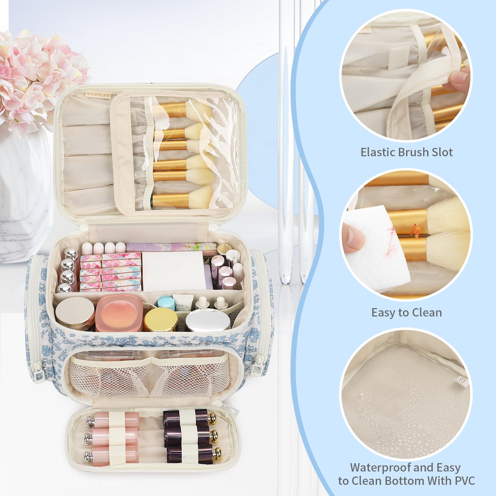 OCHEAL sac maquillage utilisation quotidien et voyage facile a transporter