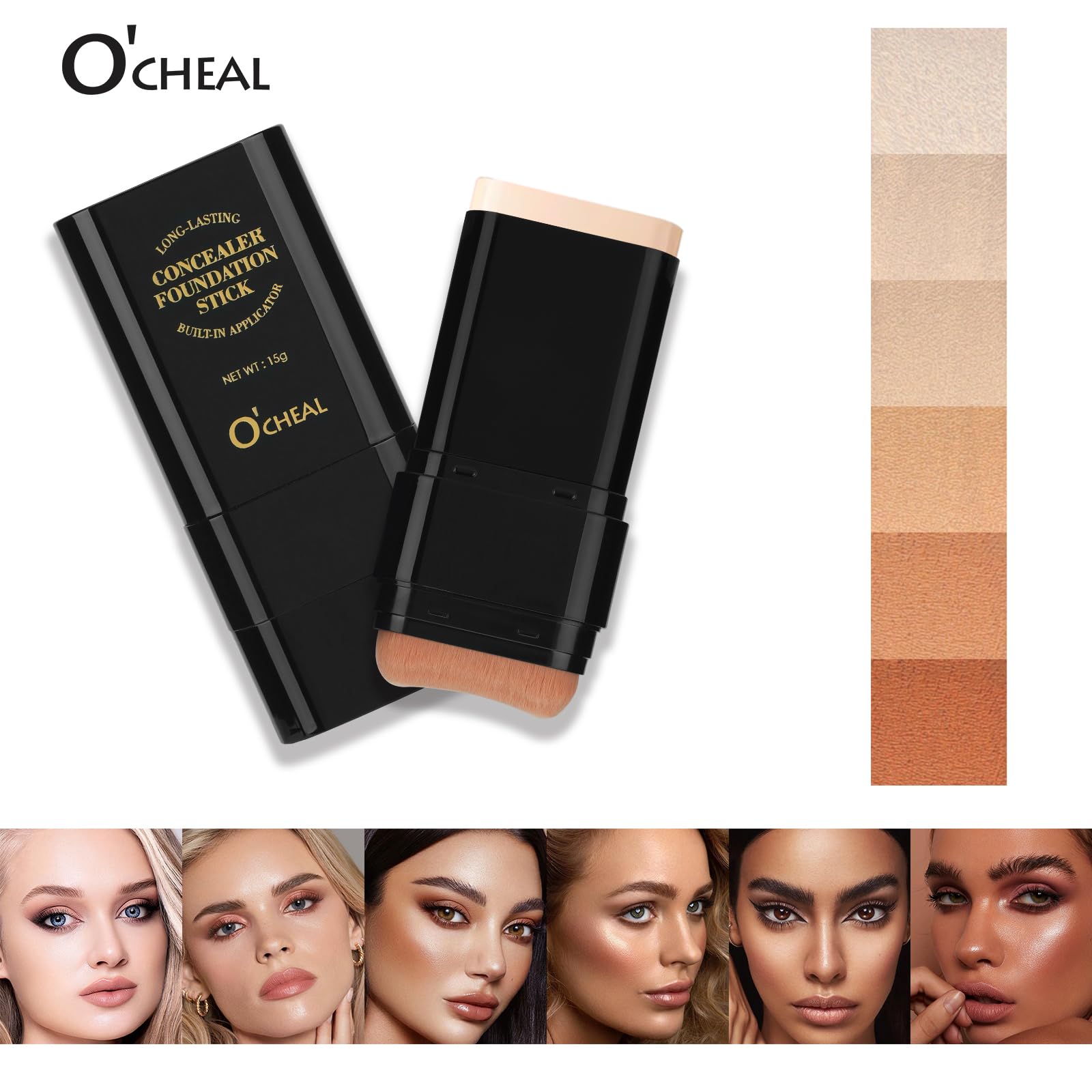 O'CHEAL Stick fond de teint contour brosse double facilitant l'application précise.