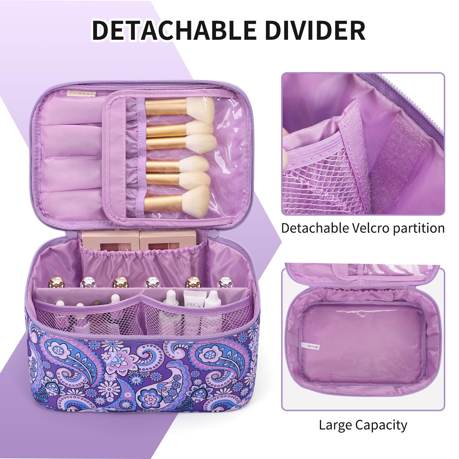 OCHEAL Trousse pinceaux compartiment dédié garde les pinceaux propres.