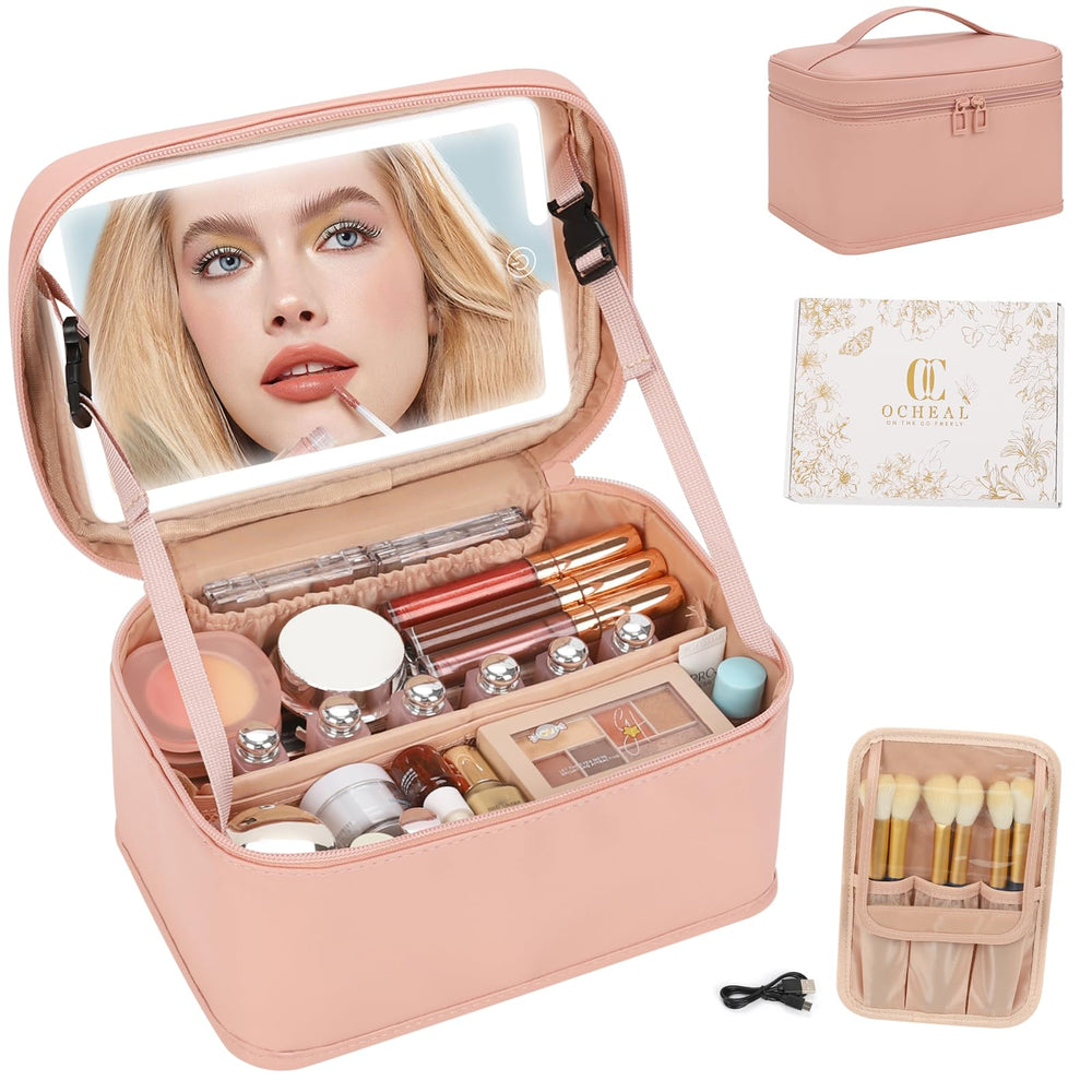 OCHEAL trousse-maquillage miroir led amovible, parfait pour retouches en déplacement