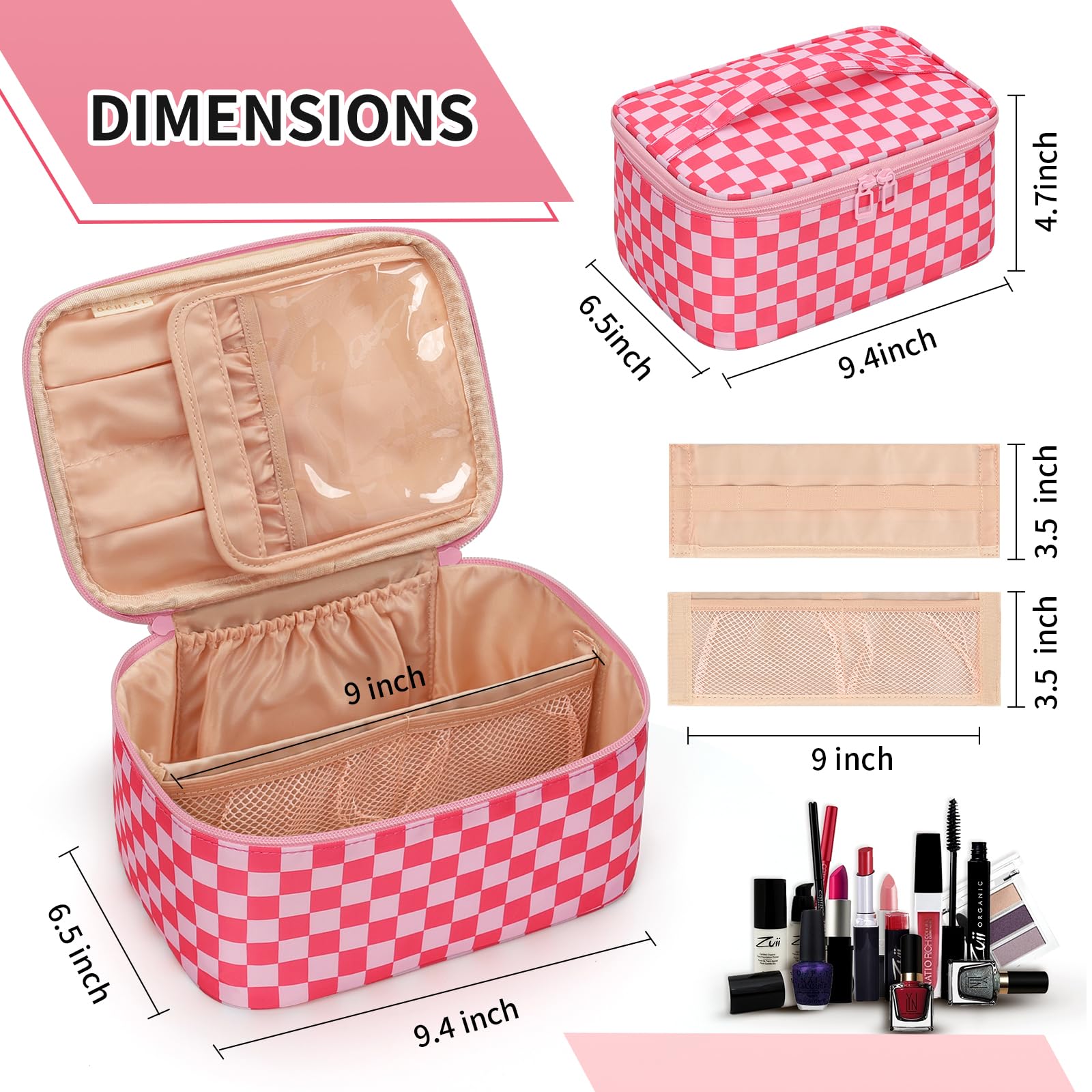 OCHEAL trousse maquillage rose matériau imperméable et durable