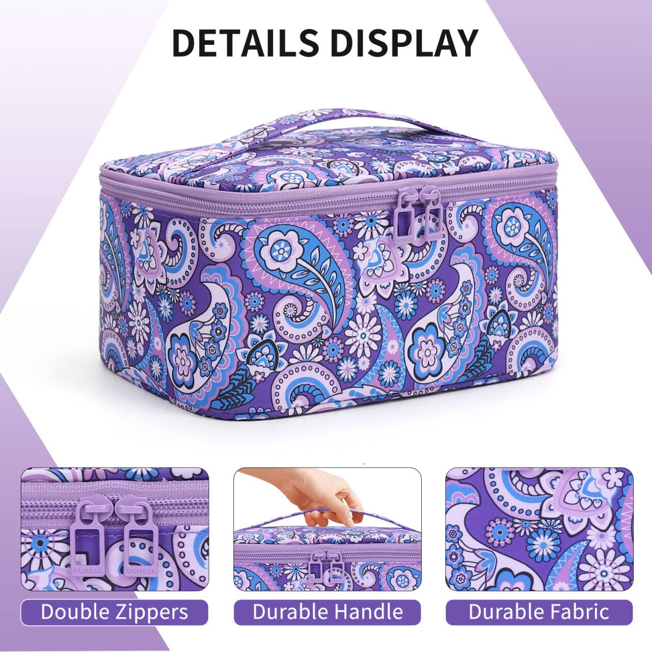 OCHEAL Trousse en cuir végétal imperméable protège vos produits en déplacement.