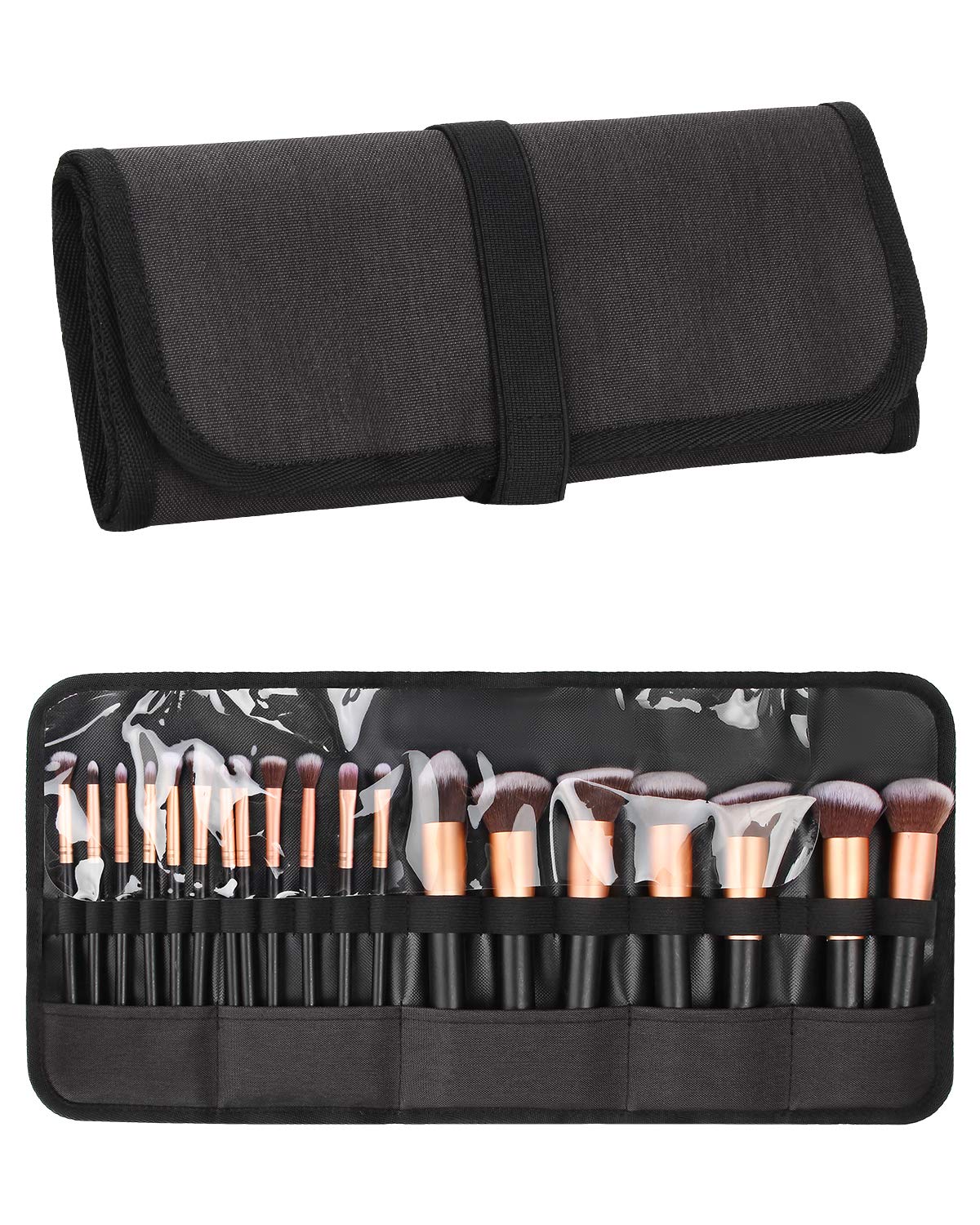 OCHEAL trousse pinceaux maquillage rouleau, rangement pratique pour voyage et domicile.