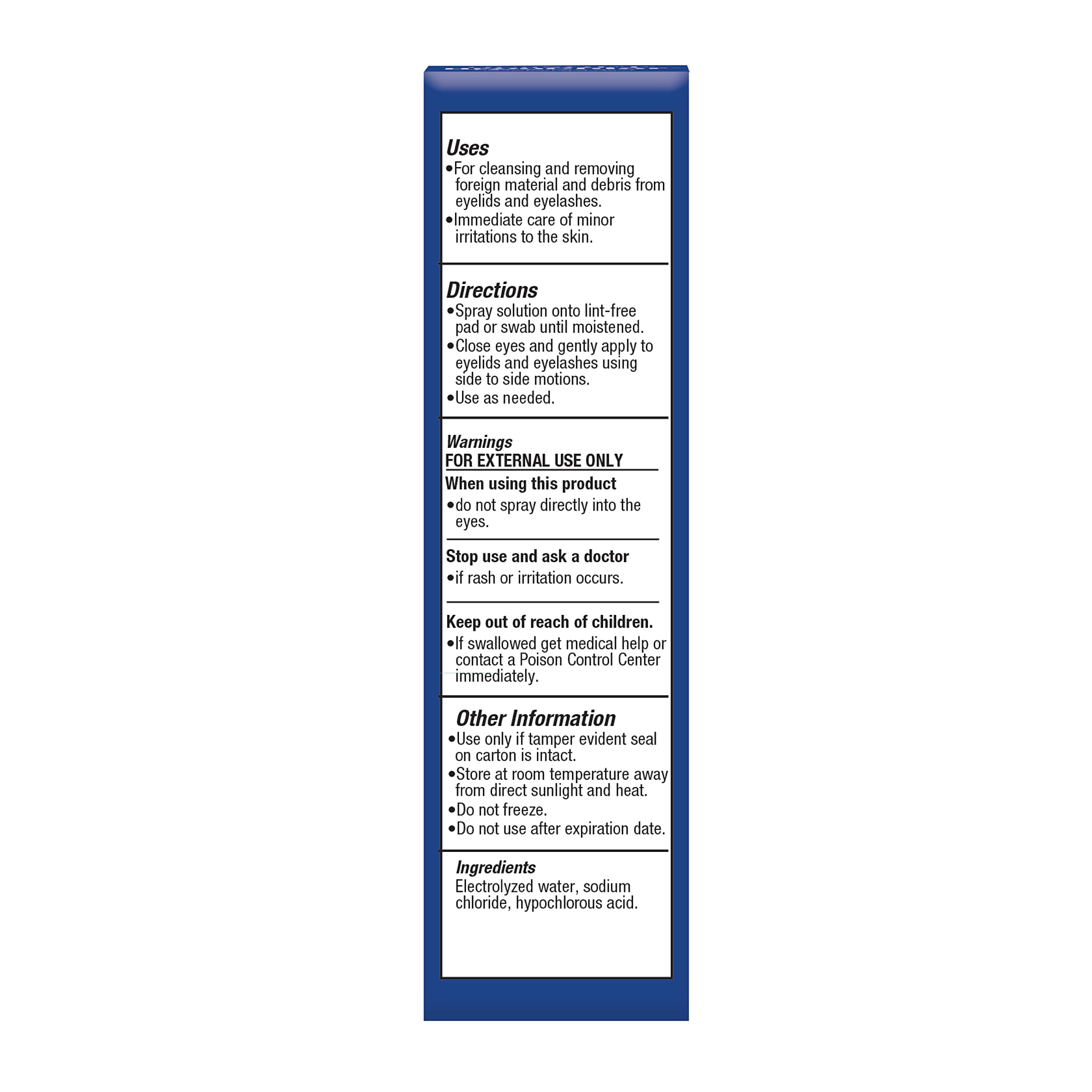 OCuSOFT HypoChlor Spray: image montrant l'utilisation sur les paupières.