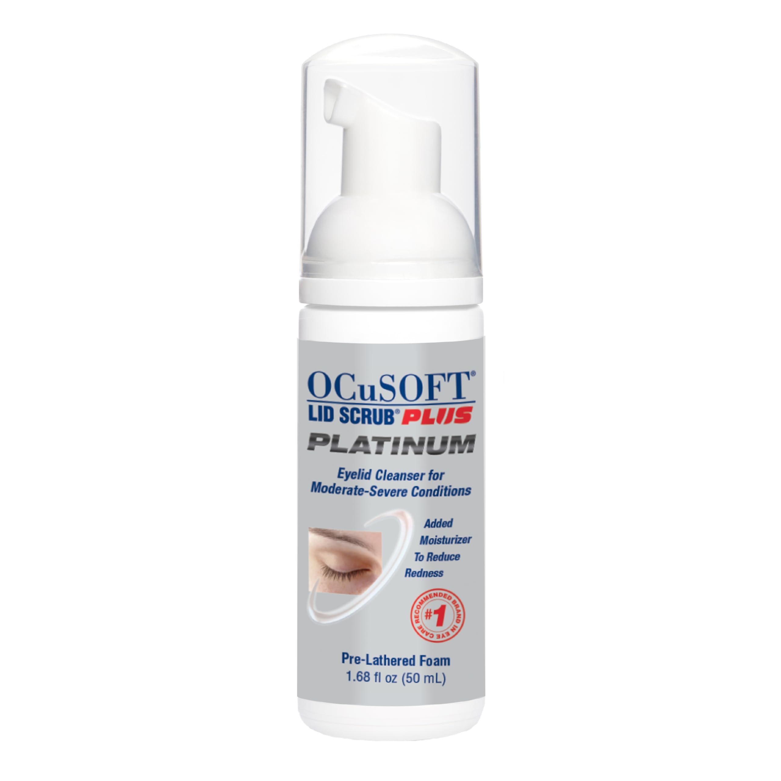 OCuSOFT Lid Scrub Plus Platinum, bouteille-foam, nettoyage doux des paupières et cils.