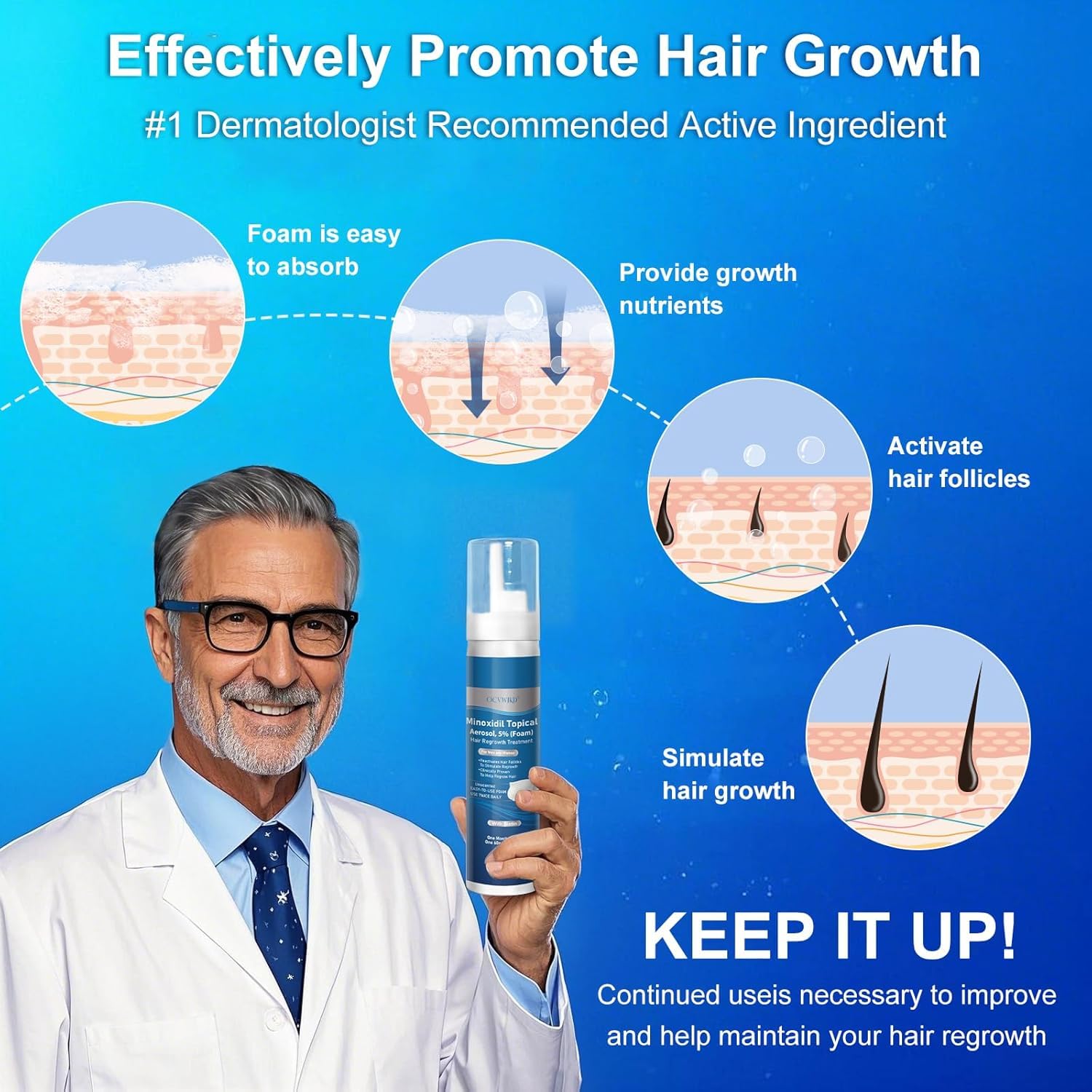 OCVWJKD Densité capillaire accrue avec la mousse Minoxidil 5%.