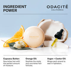 ODACITE barre shampoing argan coco hydratation profonde pour tous types de cheveux.