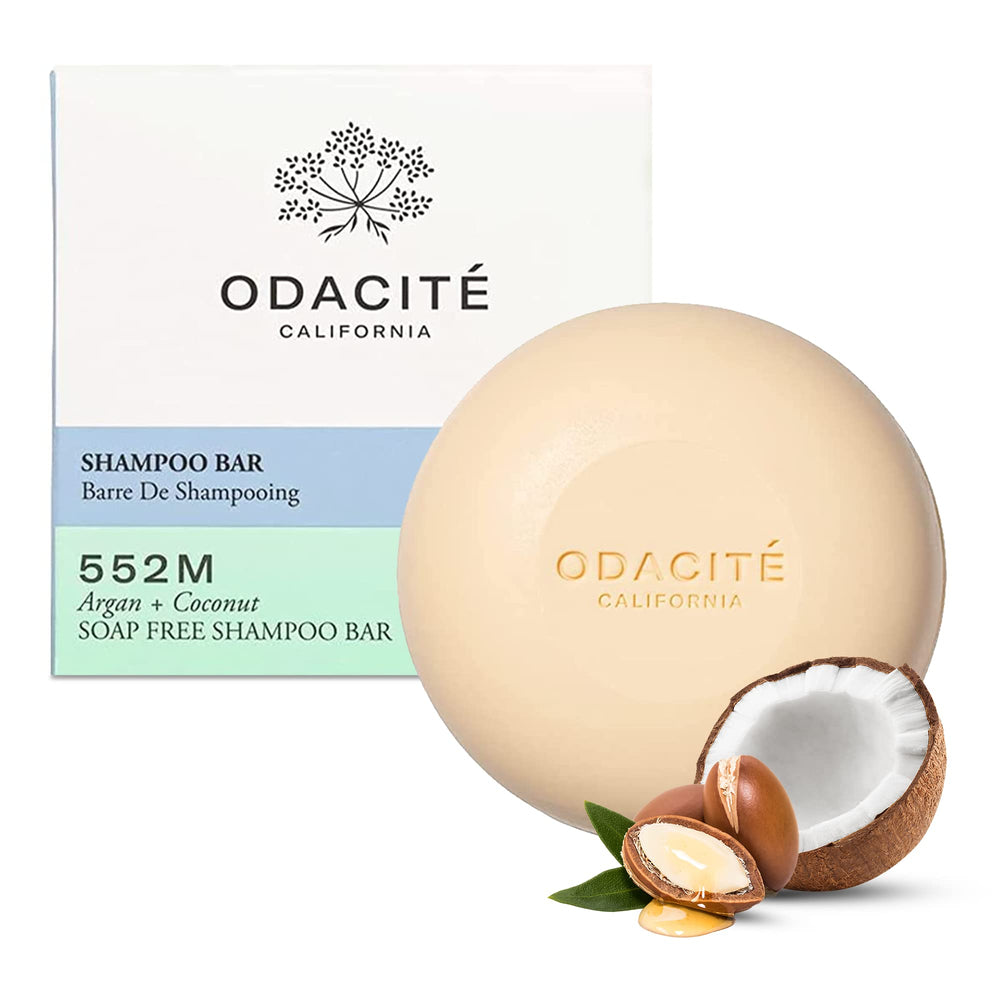 ODACITE barre shampoing argan coco ingrédients éthiques fabriqué en Californie.