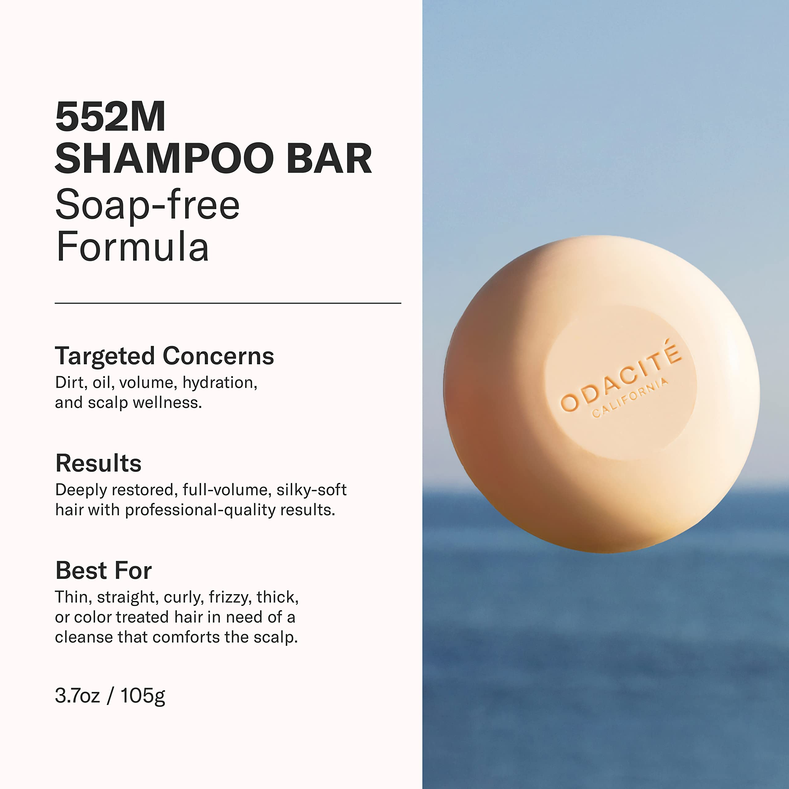 ODACITE barre shampoing argan coco texture onctueuse et mousse généreuse.
