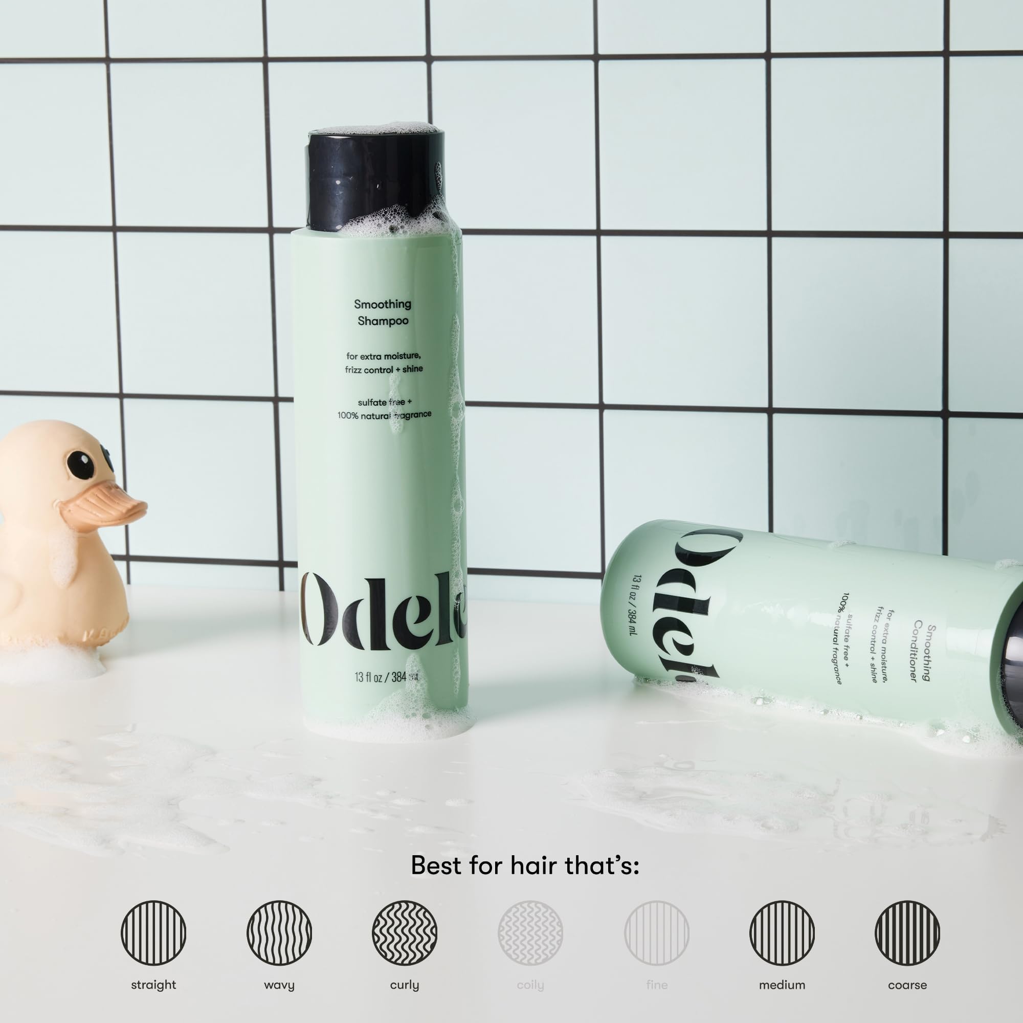 Après-shampoing Odele, bouteille distincte pour douceur et brillance.