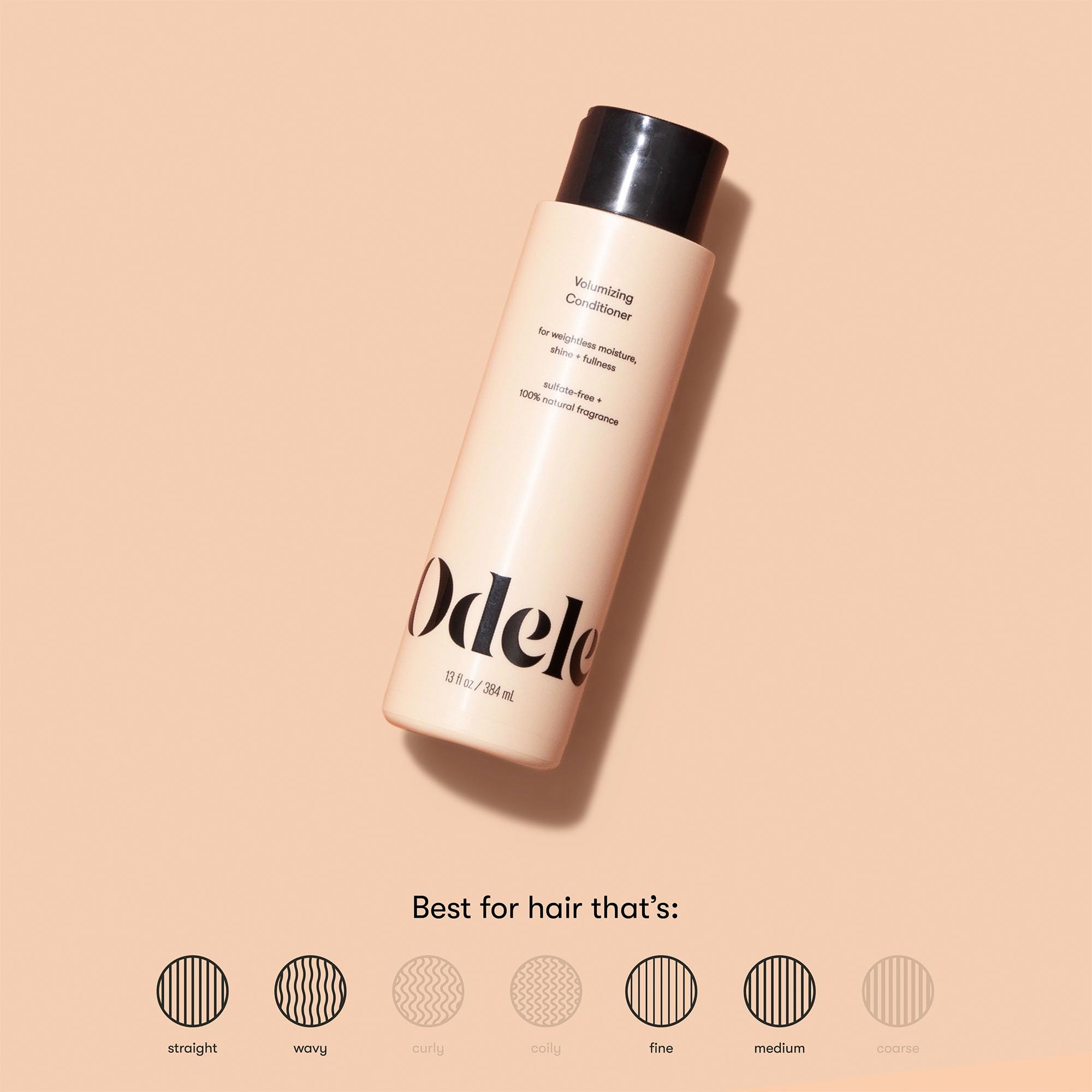 Odele Volume sans sulfates, cheveux nourris, démêlés et brillants.