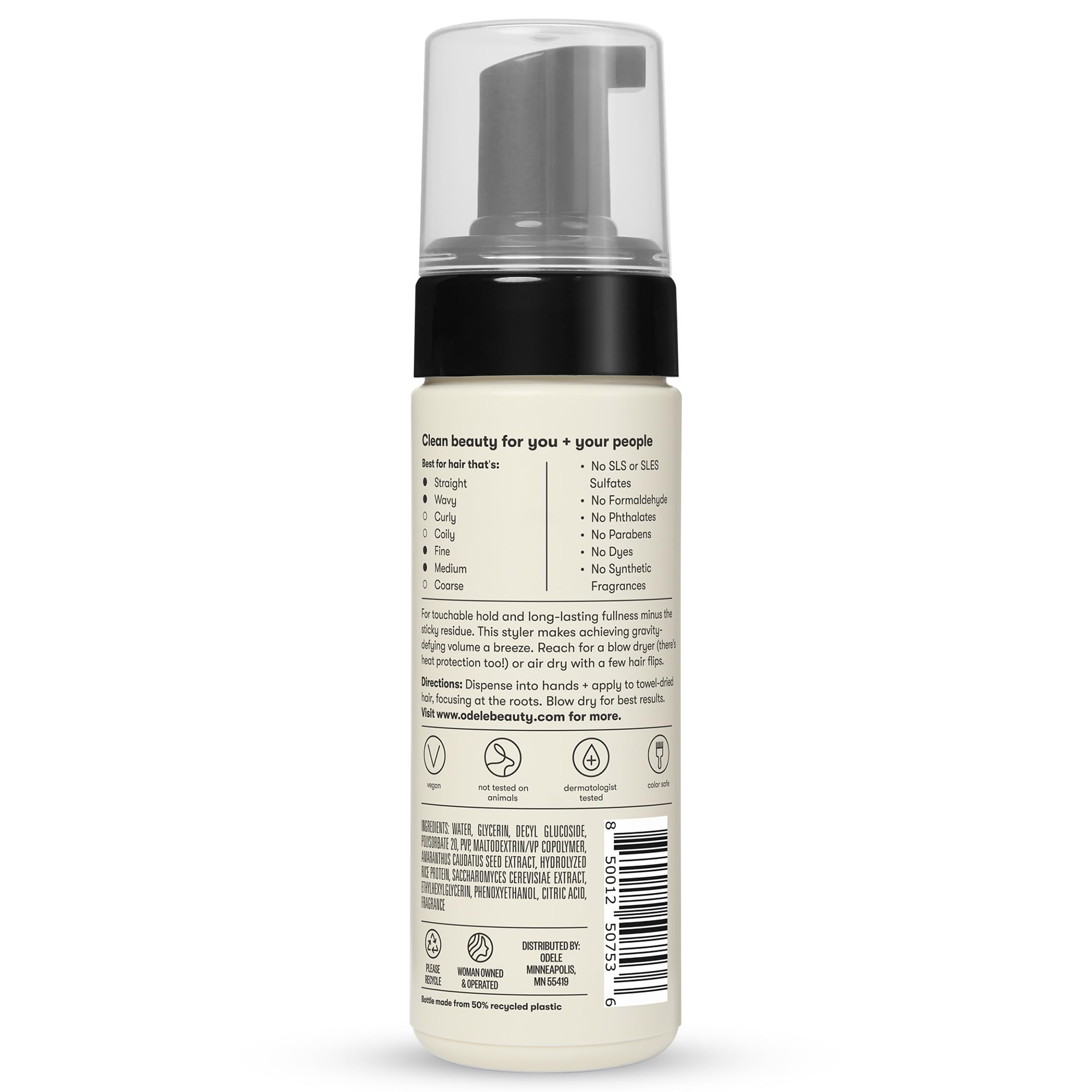 Fragrance marine d’Odele pour une sensation fraîche lors du coiffage.