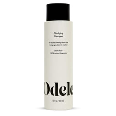 Shampoing clarifiant Odele en bouteille, nettoyage en profondeur recommandé.