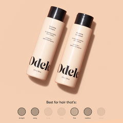 Shampoing volume Odele en flacon, hydratation légère pour cheveux propres.