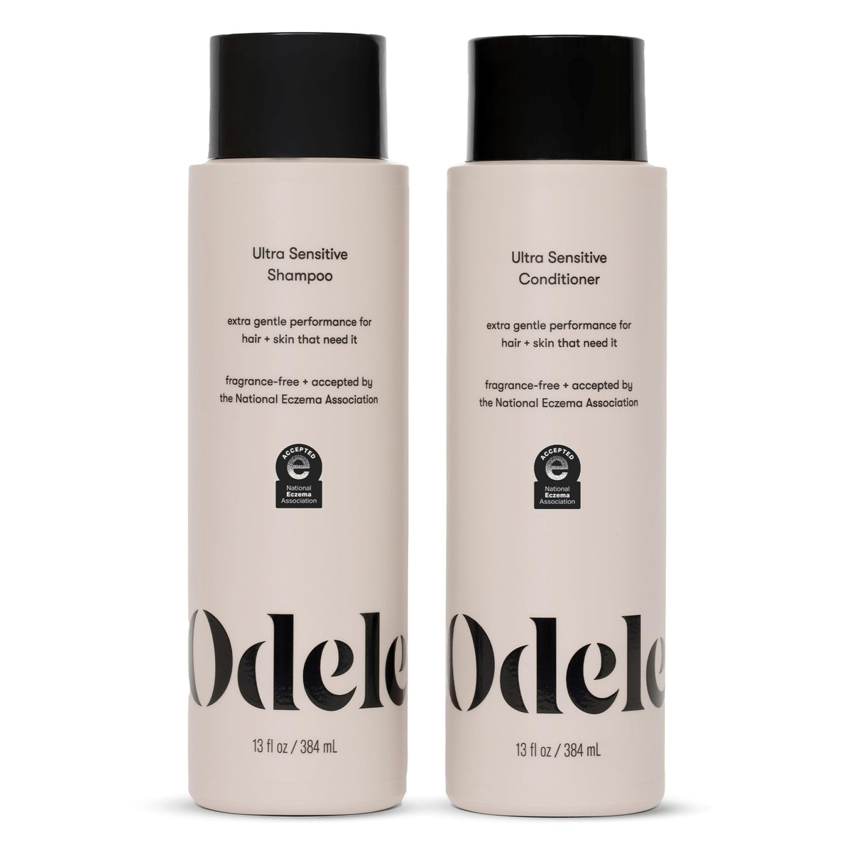 Shampoing Ultra-Sensitive Odele en bouteille: nettoyage doux pour cheveux et peau sensible.