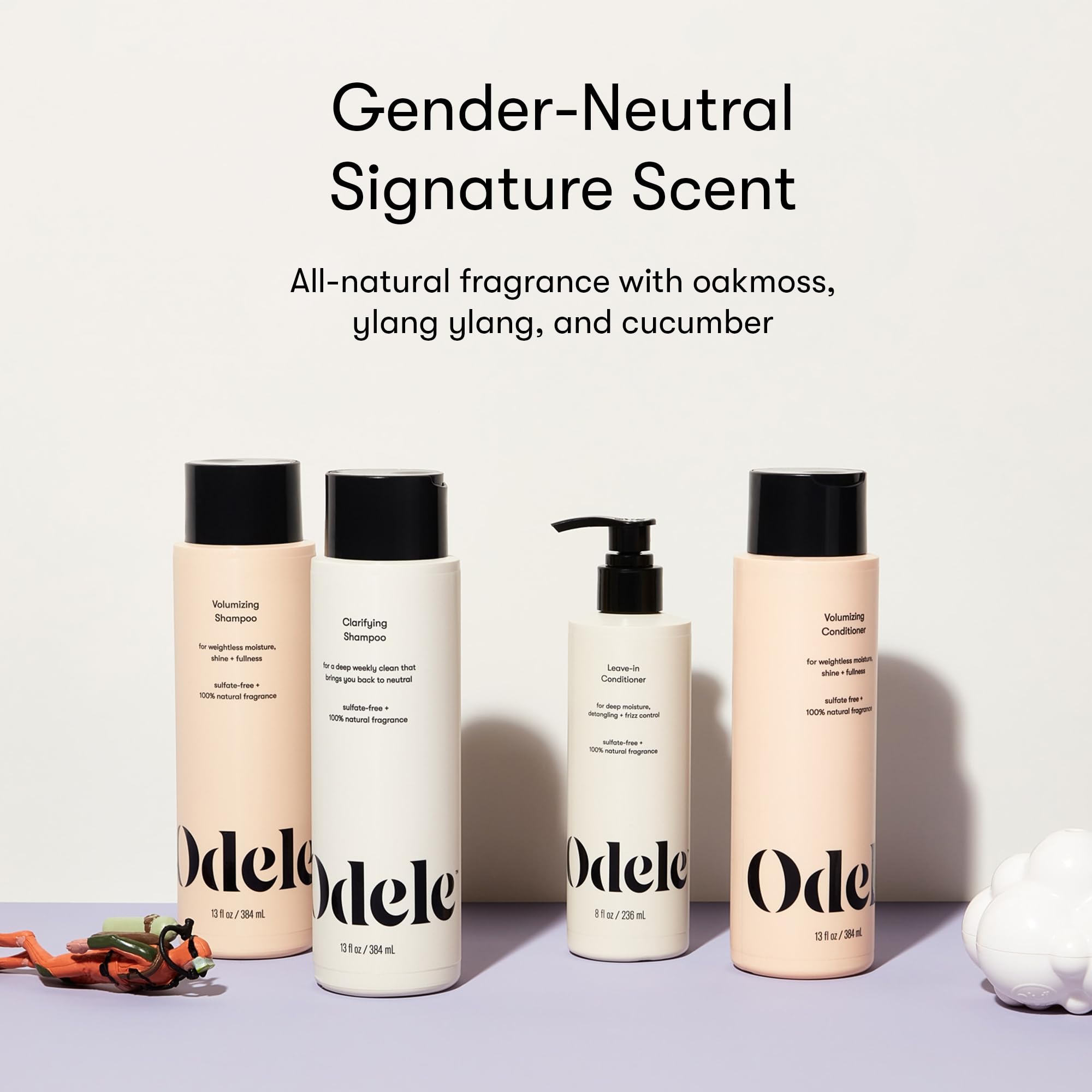 Note de parfum naturelle, produit Odele clarifiant sur fond neutre.