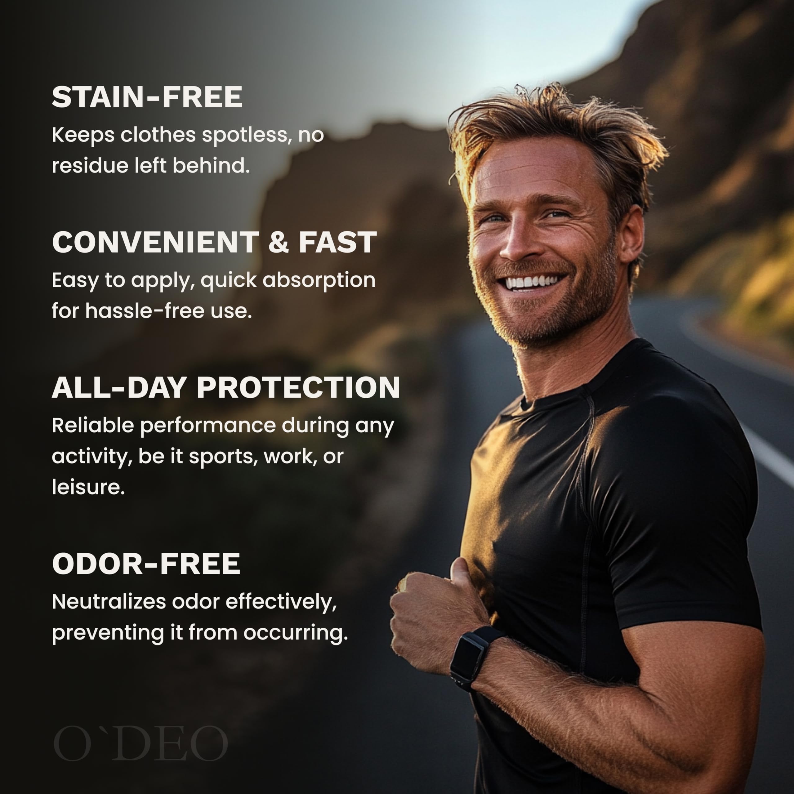 O'DEO spray sans aluminium en action, application discrète.