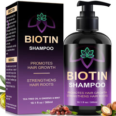 Shampoing Oely Biotin dans sa bouteille, pour cheveux plus forts.