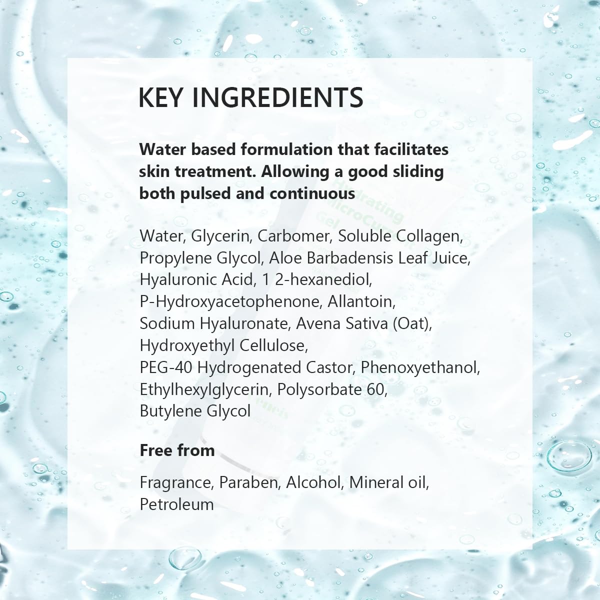 Application précise avec le gel hydratant Oeneis sur la peau avant microcourant.