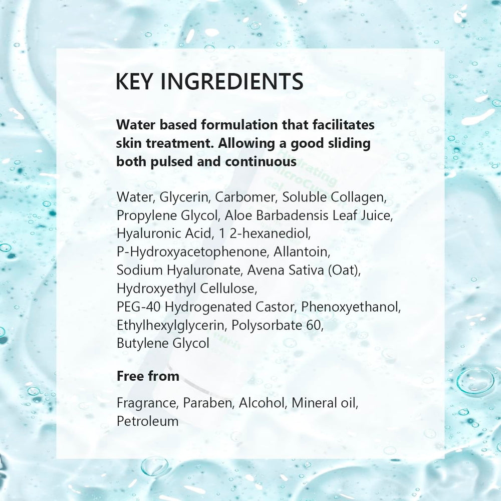 Application précise avec le gel hydratant Oeneis sur la peau avant microcourant.