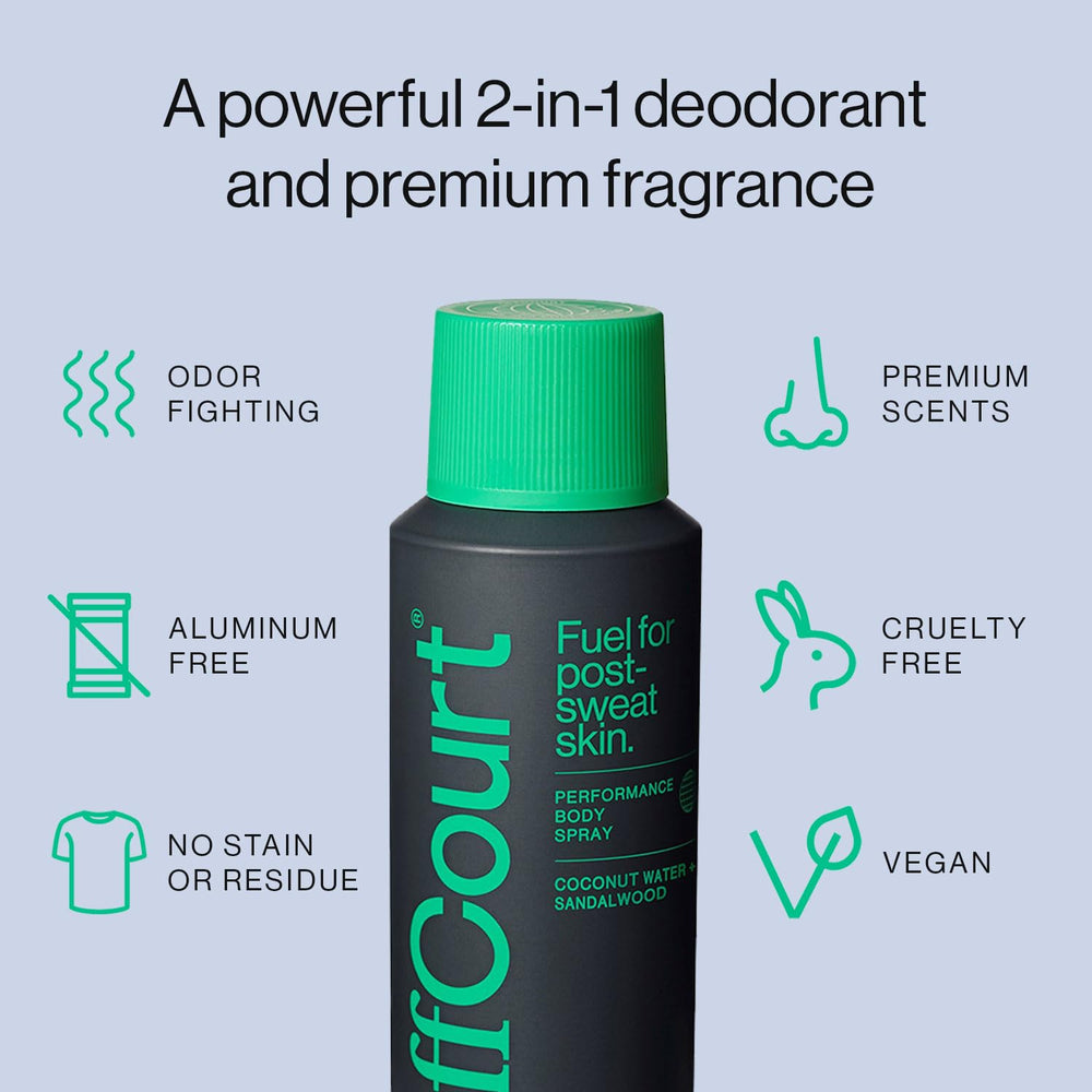OffCourt spray on skin with no sticky residue on clothes.