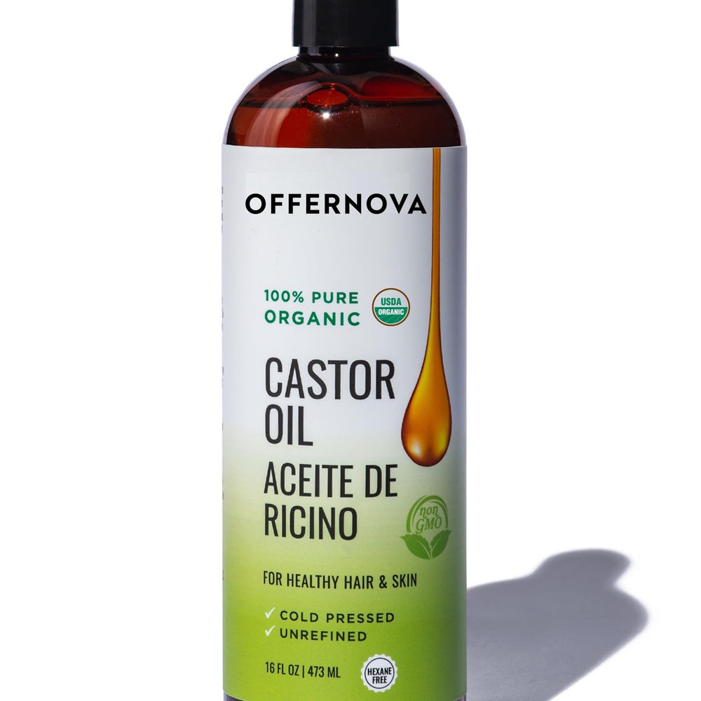 Offernova Huile de ricin, bouteille presse froide prête à l’emploi pour cils et cheveux.