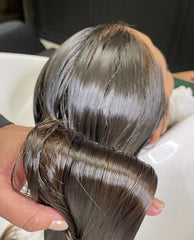 OGC Protéine Lisse – image avant/après cheveux traités et lisses.