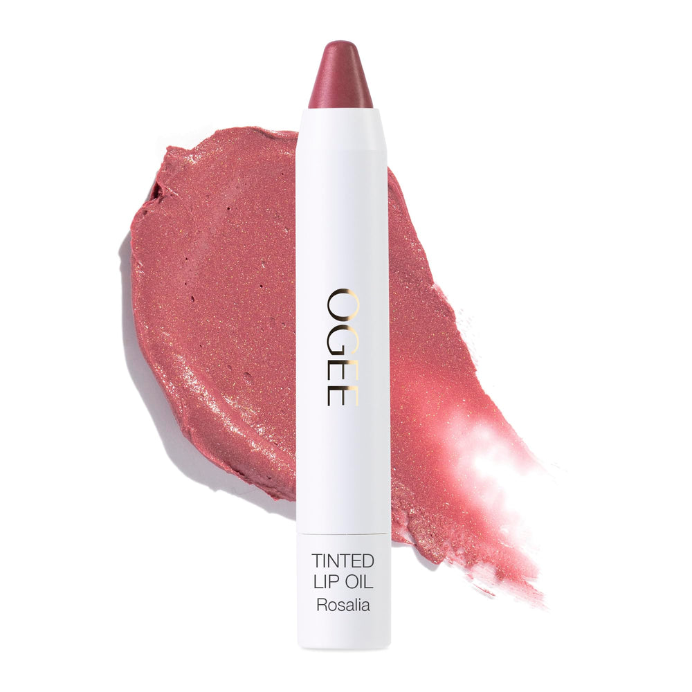 Ogee Rosalia huile à lèvres, teinte rose poussière, hydratation légère.