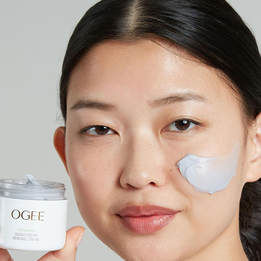 Ogee Indigo Dream Renewal Crème Visage – fabriquée aux États-Unis.