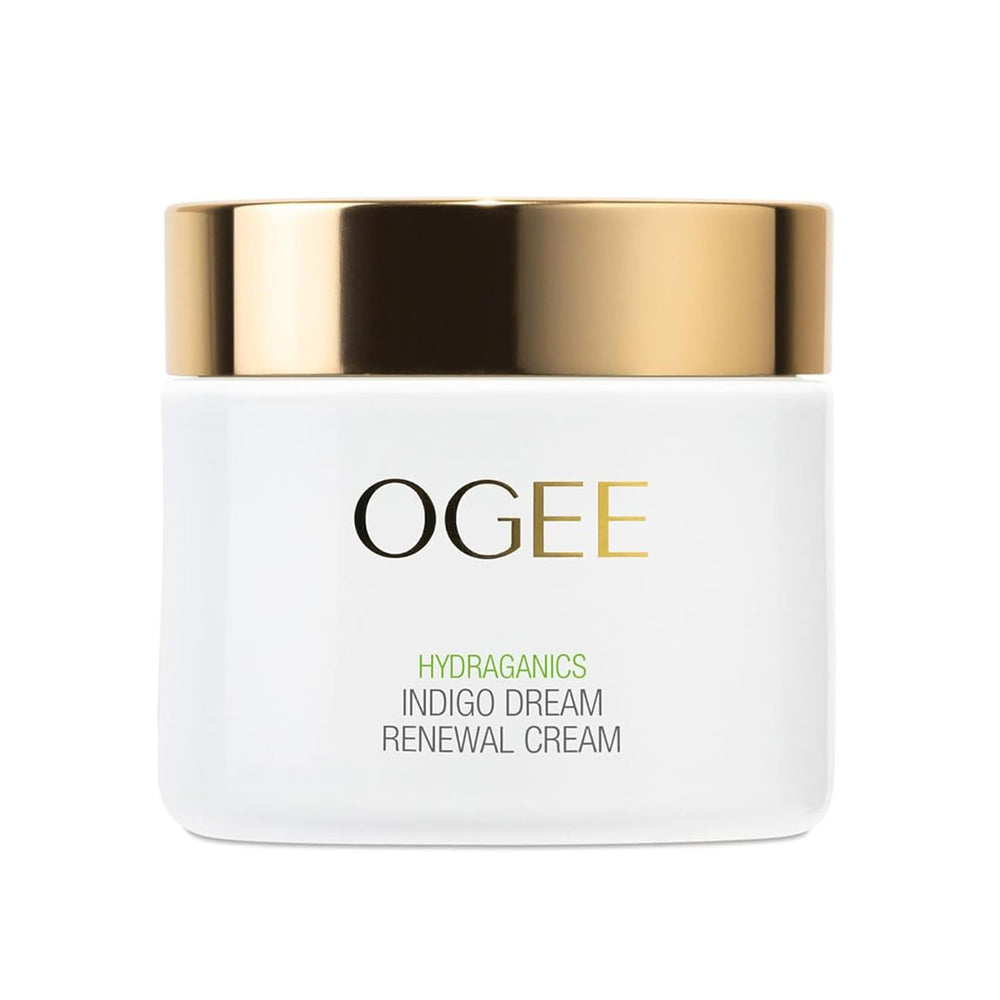 Ogee Indigo Dream Renewal Crème Visage – bouteille prête à hydrater durablement.
