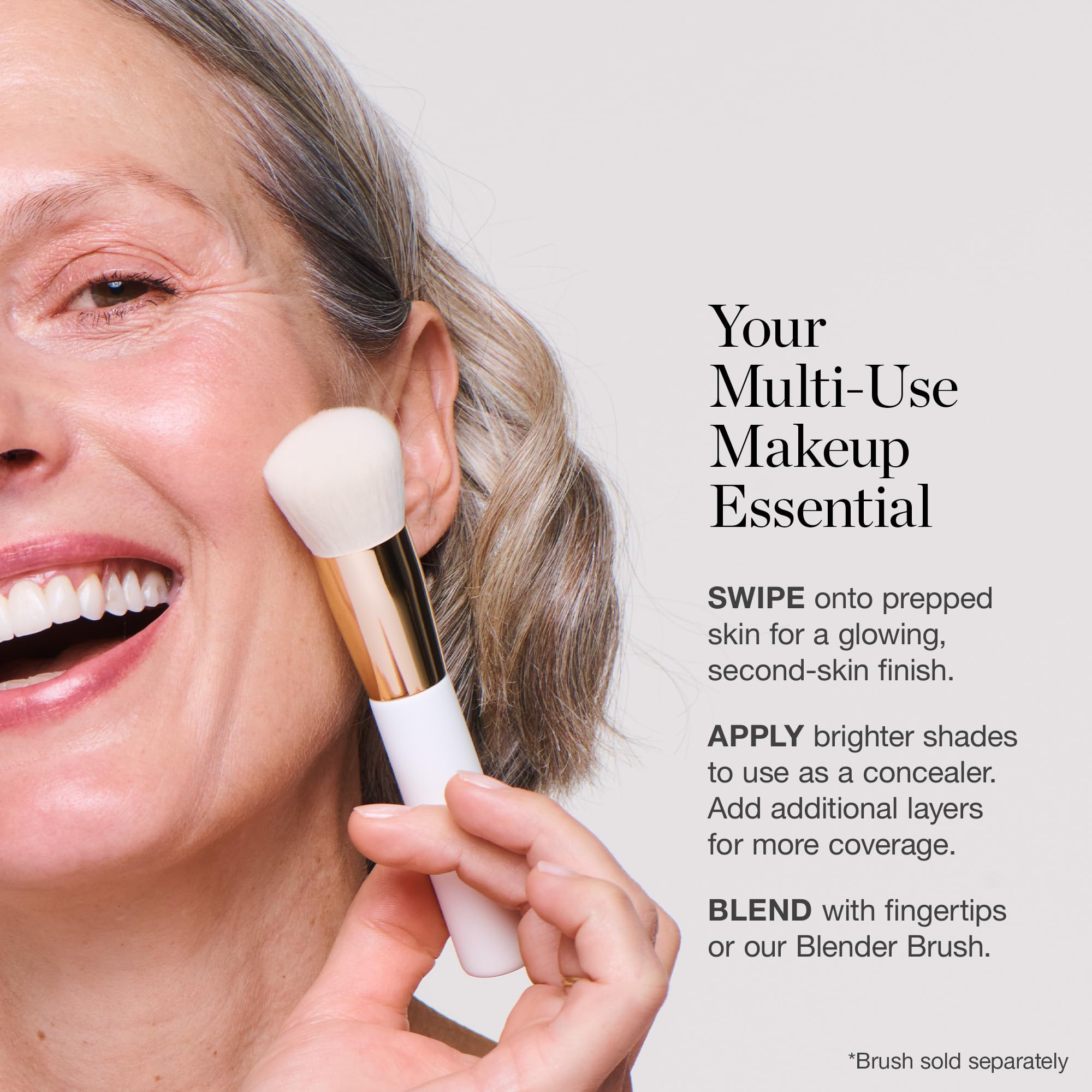 Brosse applicatrice associée permet une couvrance modulable.