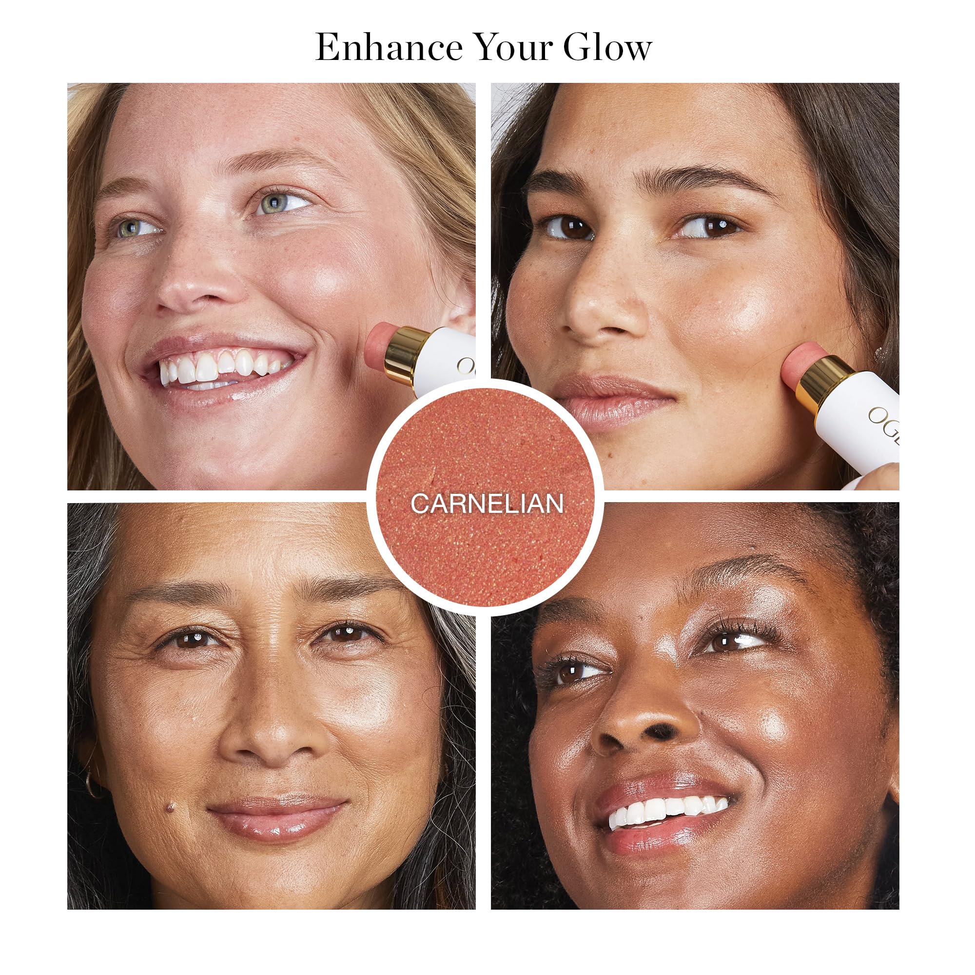 Ogee bâton Carnelian, effet illuminateur subtil pour un éclat équilibré.