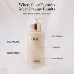 Texture crème nettoyante Ogee Soie Dream, nettoyage sans dessécher la peau.