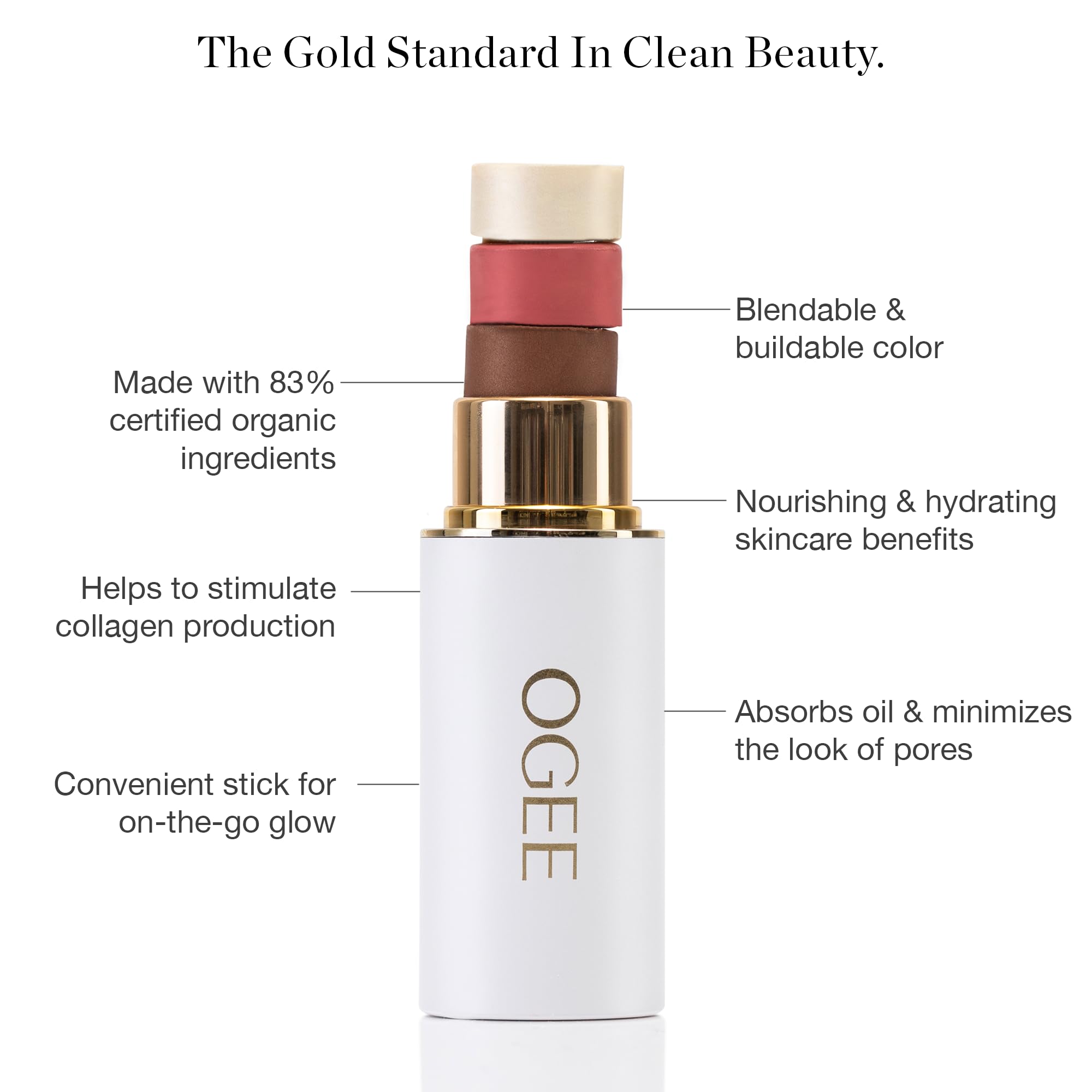 Ogee Fard à Joues Stick Visage Crystal Trio – couleur rosée et teint frais
