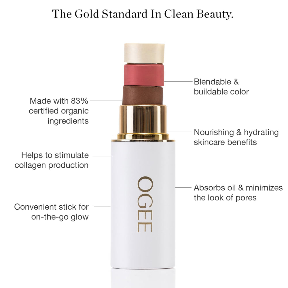 Ogee Fard à Joues Stick Visage Crystal Trio – couleur rosée et teint frais