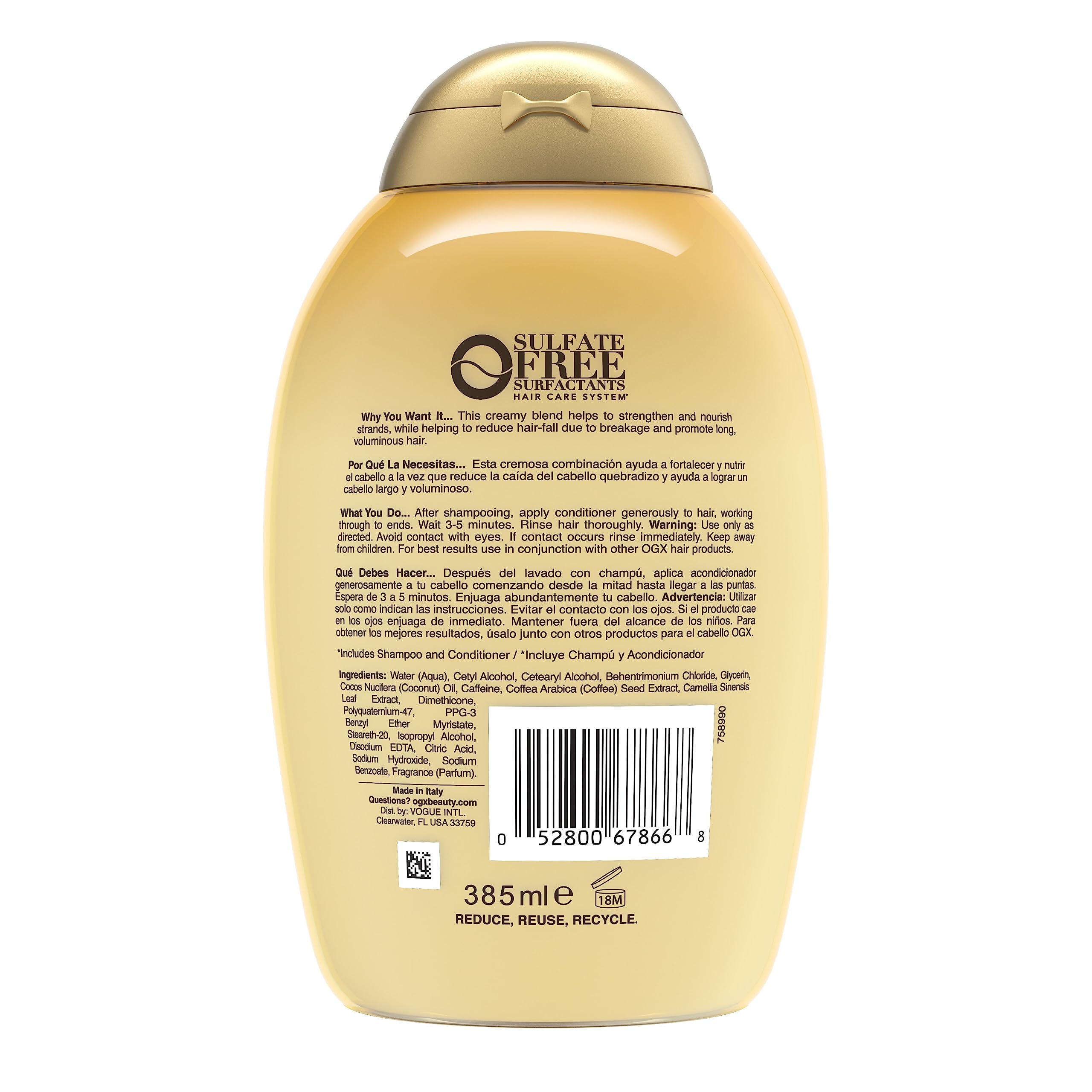 OGX Cheveux propres et revitalisés après utilisation — mèches brillantes.