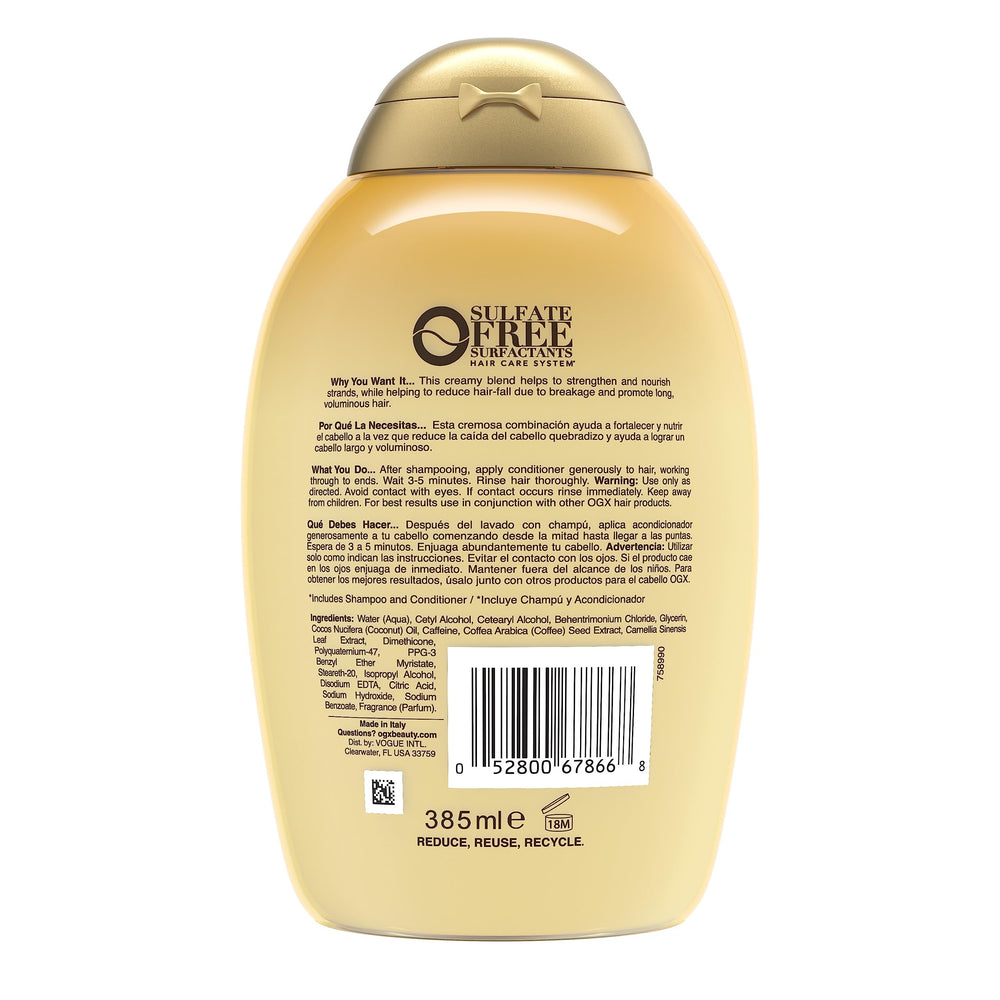 OGX Cheveux propres et revitalisés après utilisation — mèches brillantes.